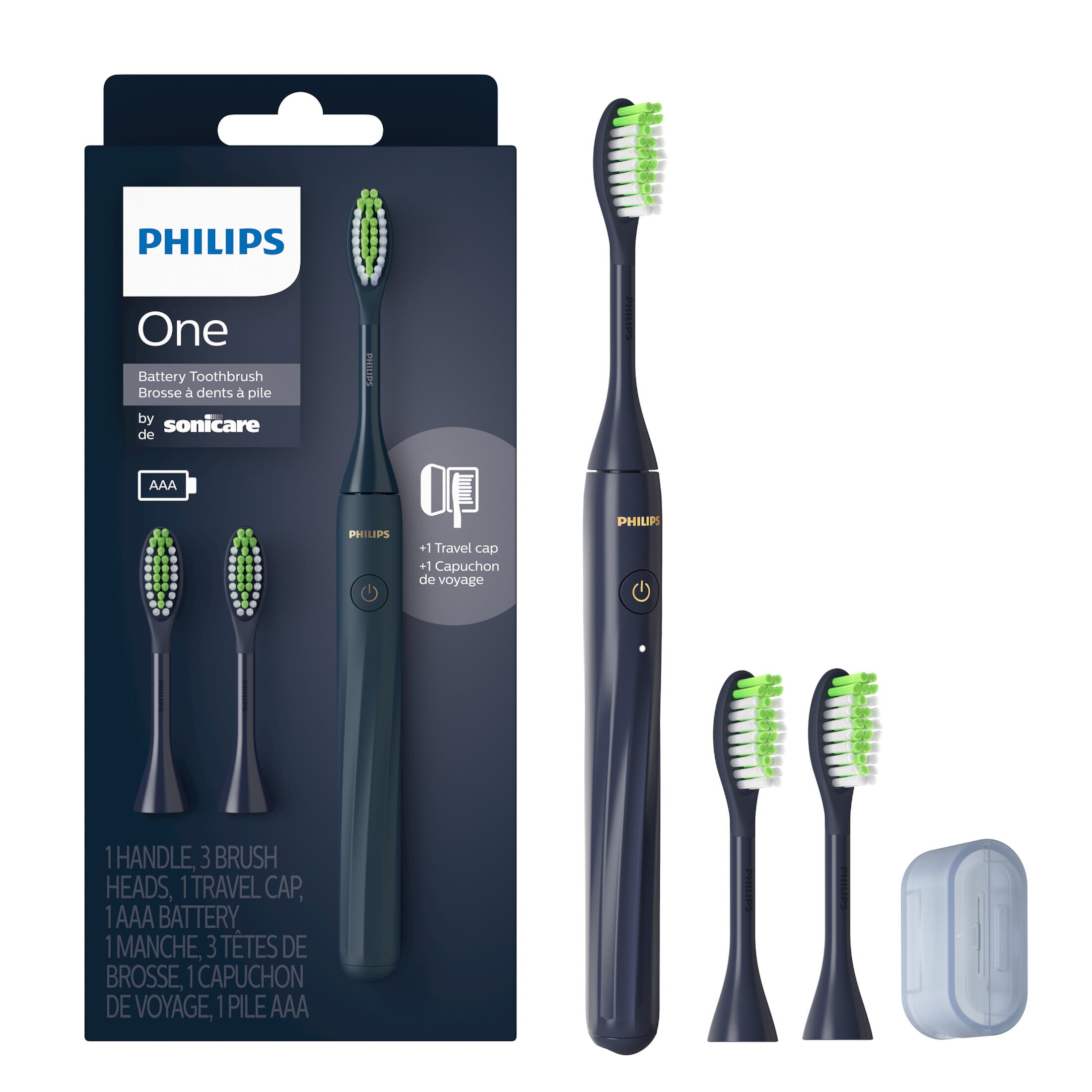 Philips One by Sonicare Battery Toothbrush, Midnight Blue, HY1100/61 Sonicare