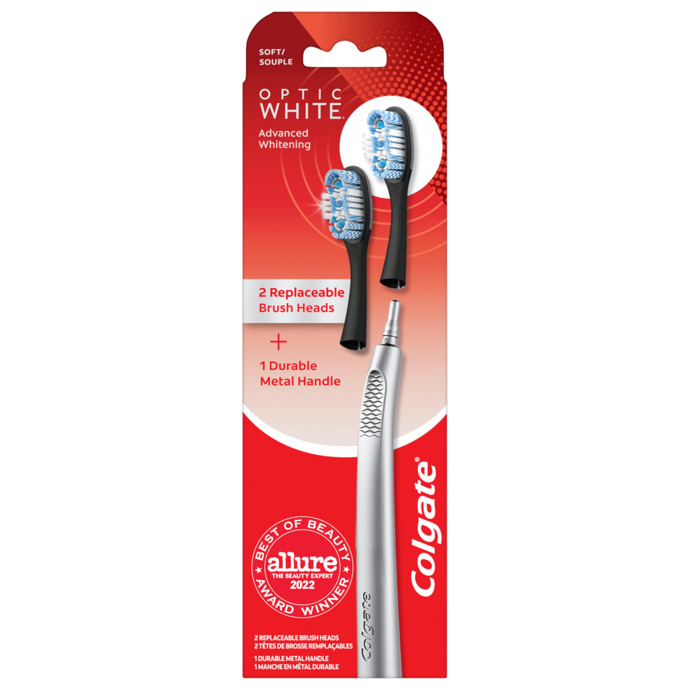 Colgate Keep Optic White Replaceable Head Toothbrush Starter Kit, 2 Brush Heads Colgate