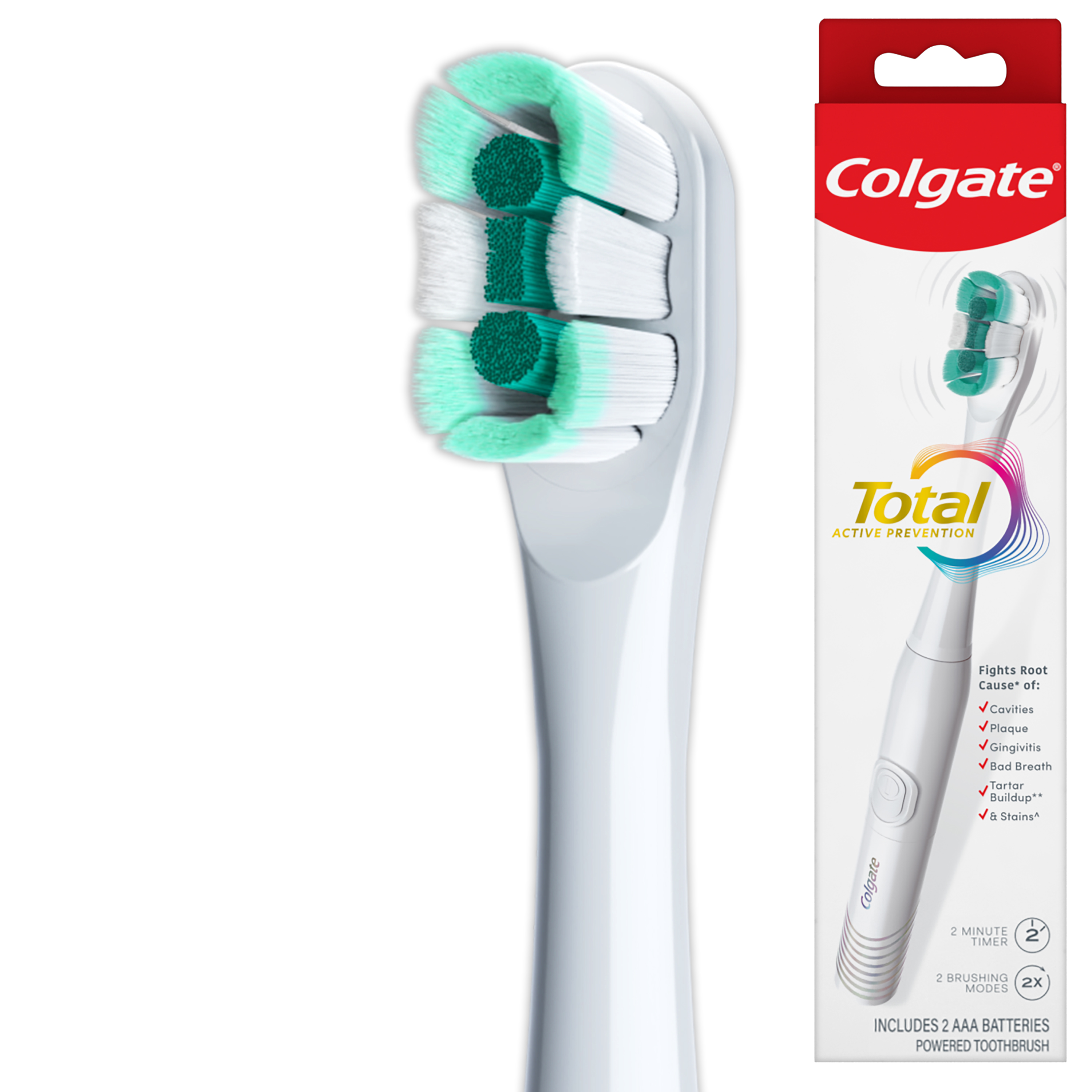 Colgate Total Battery Powered Toothbrush, White, Adult Colgate