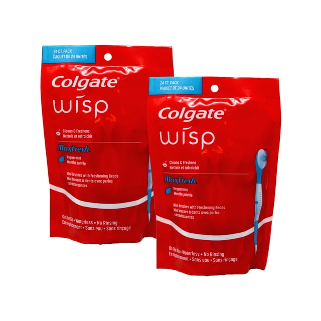 Colgate Max Fresh Wisp Disposable Mini Travel Toothbrushes, Peppermint - 24 Count - 2 Pack Colgate