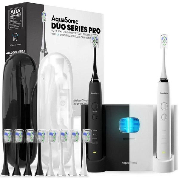 AquaSonic Duo Pro Dual Handle Ultra Whitening Electric Toothbrushes AQUASONIC