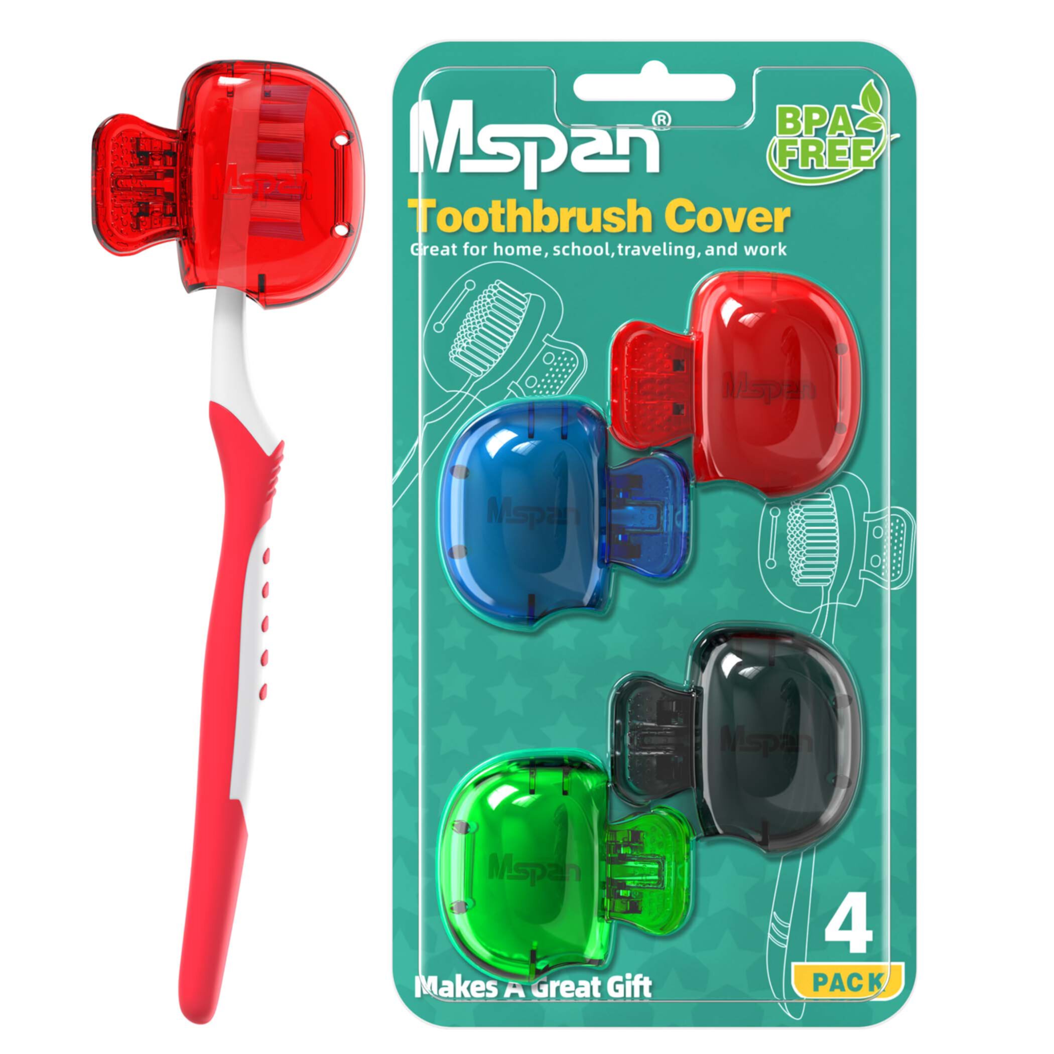 Mspan Toothbrush Head Cover Cap: Toothbrush Protector Brush Pod Case Protective Plastic Clip Bathroom Cool Stuff for Household Travel Mspan