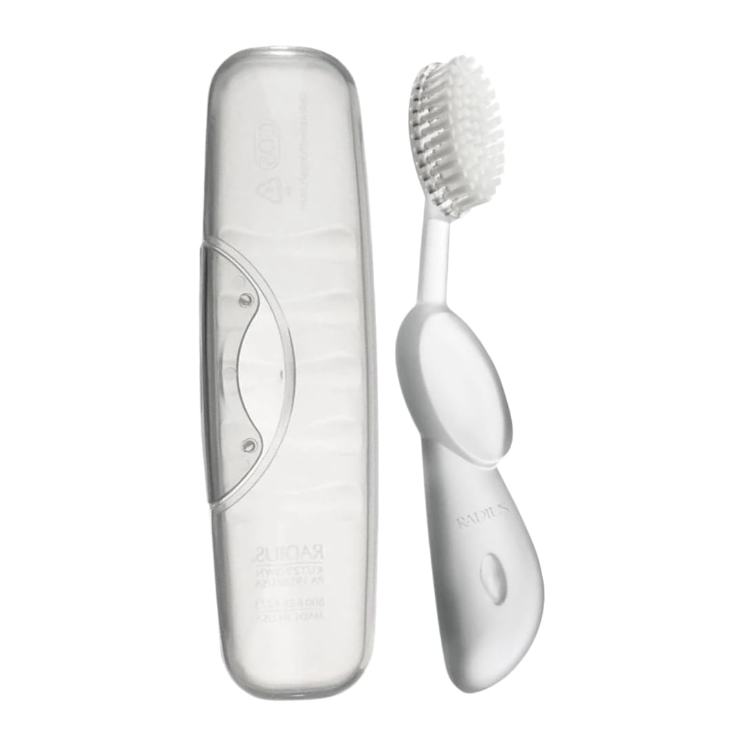 RADIUS Toothbrush Big Brush with Replaceable Brush Head BPA Free ADA Accepted - Right Hand - Marble Brush with Clear Case Visit the RADIUS Store