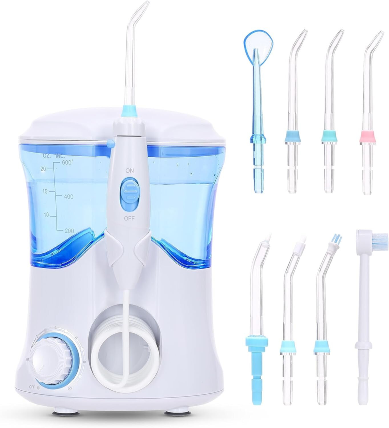 Water Flosser, Water Picks for Teeth Cleaning with 10 Pressures & 8 Tips for Family Use, 600ml Powerful Teeth Cleaner Oral Irrigator for Teeth/Braces Cleaning and Flossing Kisdream