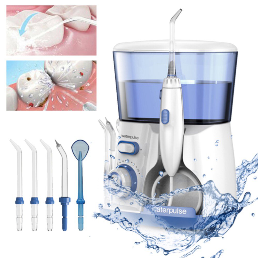 GENKENT Water Dental Flosser Water Dental Oral Irrigator for Teeth/Braces, 5 Water Jet Tips, 800ML Electric Dental Flosser Pick for Dental Care Blue Visit the GENKENT Store