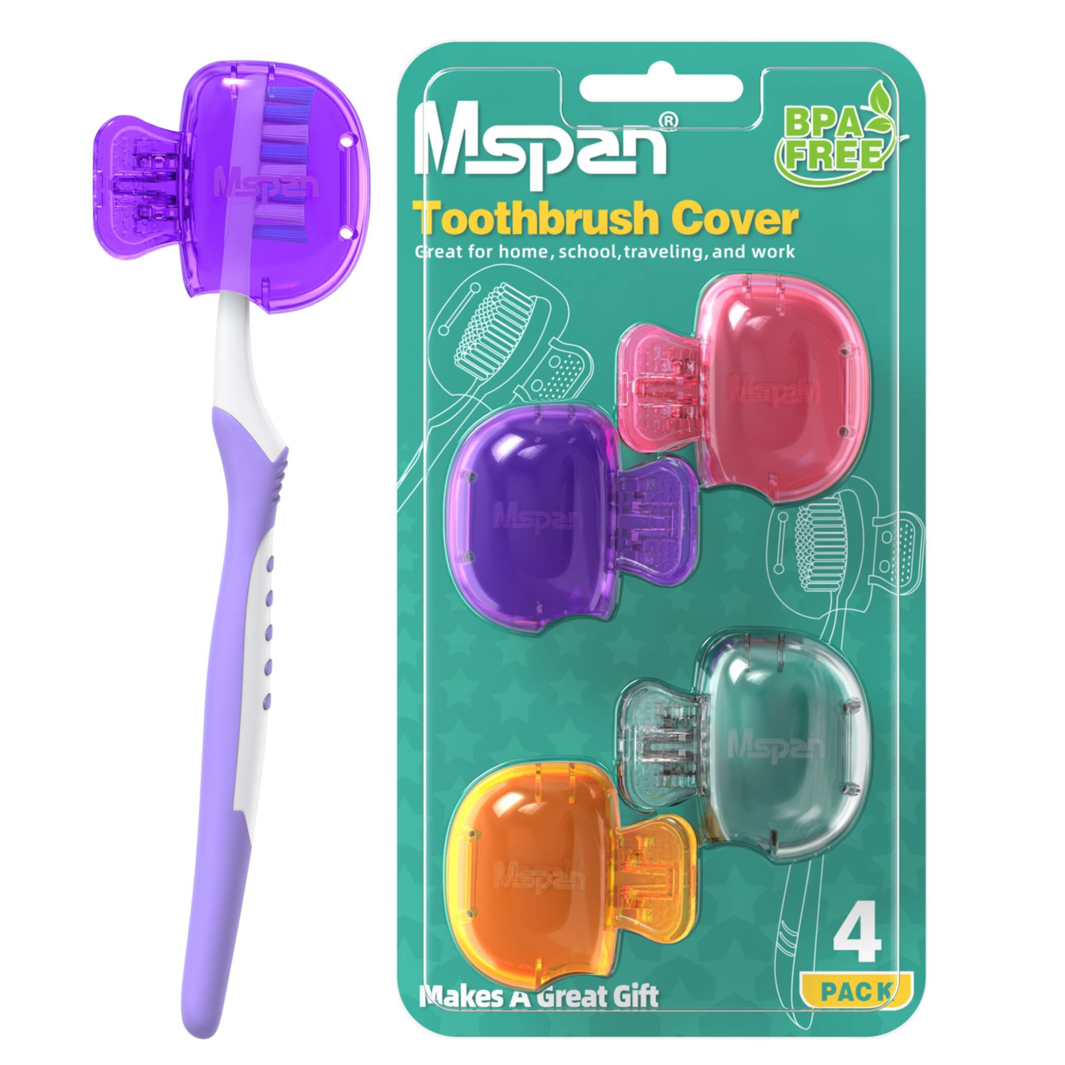 Mspan Electric Toothbrush Head Cover: Sonic Toothbrush Cap Travel Protector Plastic Brush Pod Protection Clip Case Value Pack Mspan