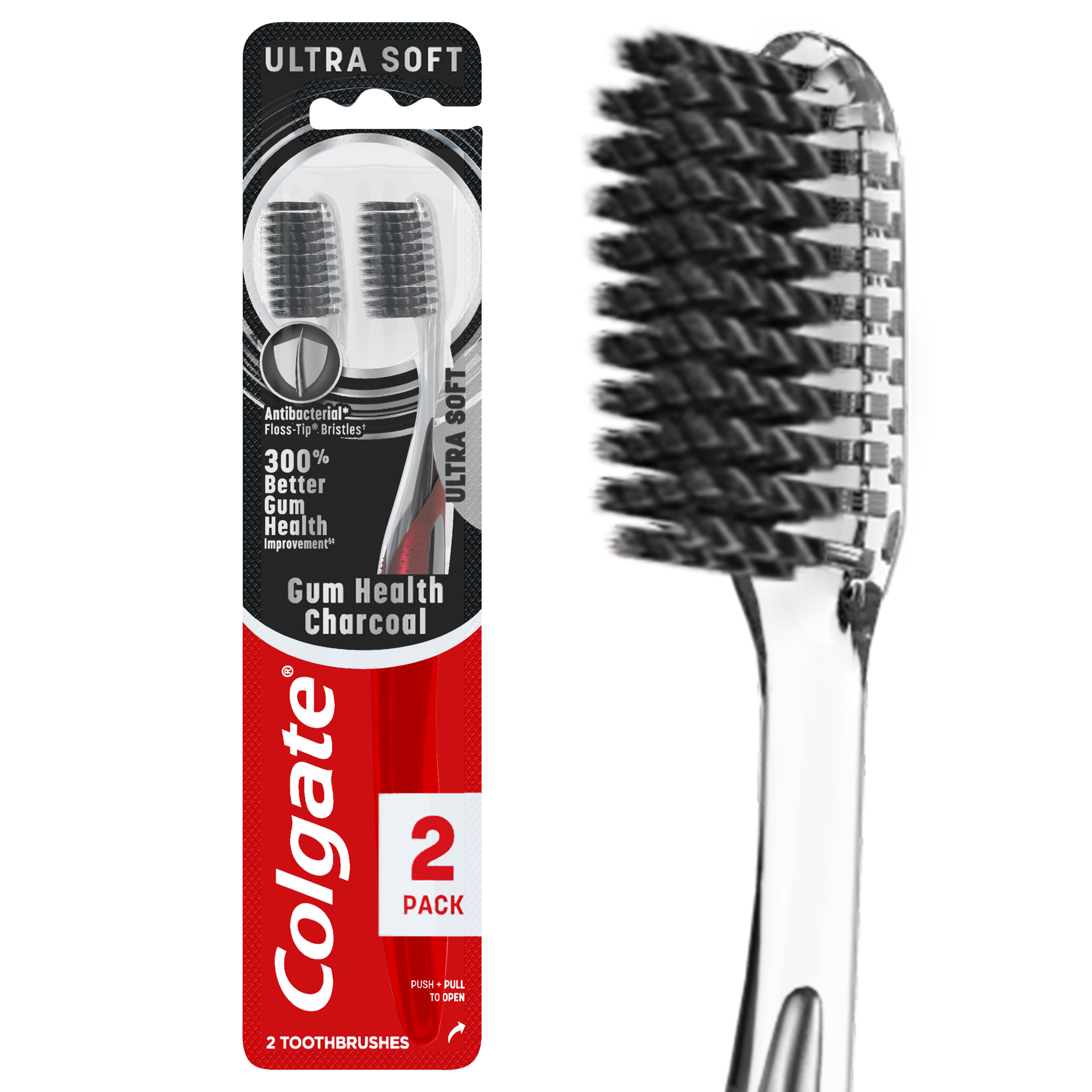 Colgate Gum Health Adult Manual Charcoal Toothbrush, Ultra Soft Toothbrush, 2 Pack Visit the Colgate Store