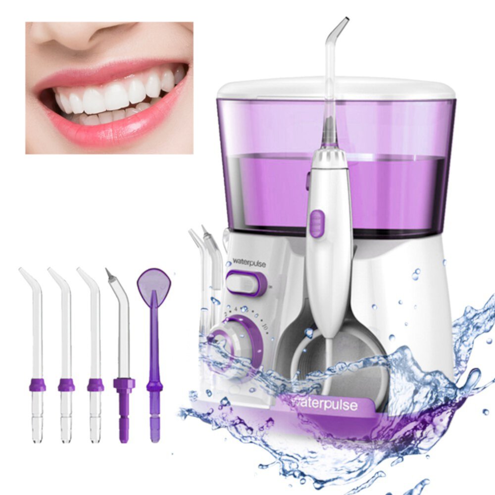 GENKENT Water Dental Flosser Water Dental Oral Irrigator for Teeth/Braces, 5 Water Jet Tips for Family, 800ML Electric Dental Flosser Pick for Tooth Cleaning (Purple) Visit the GENKENT Store