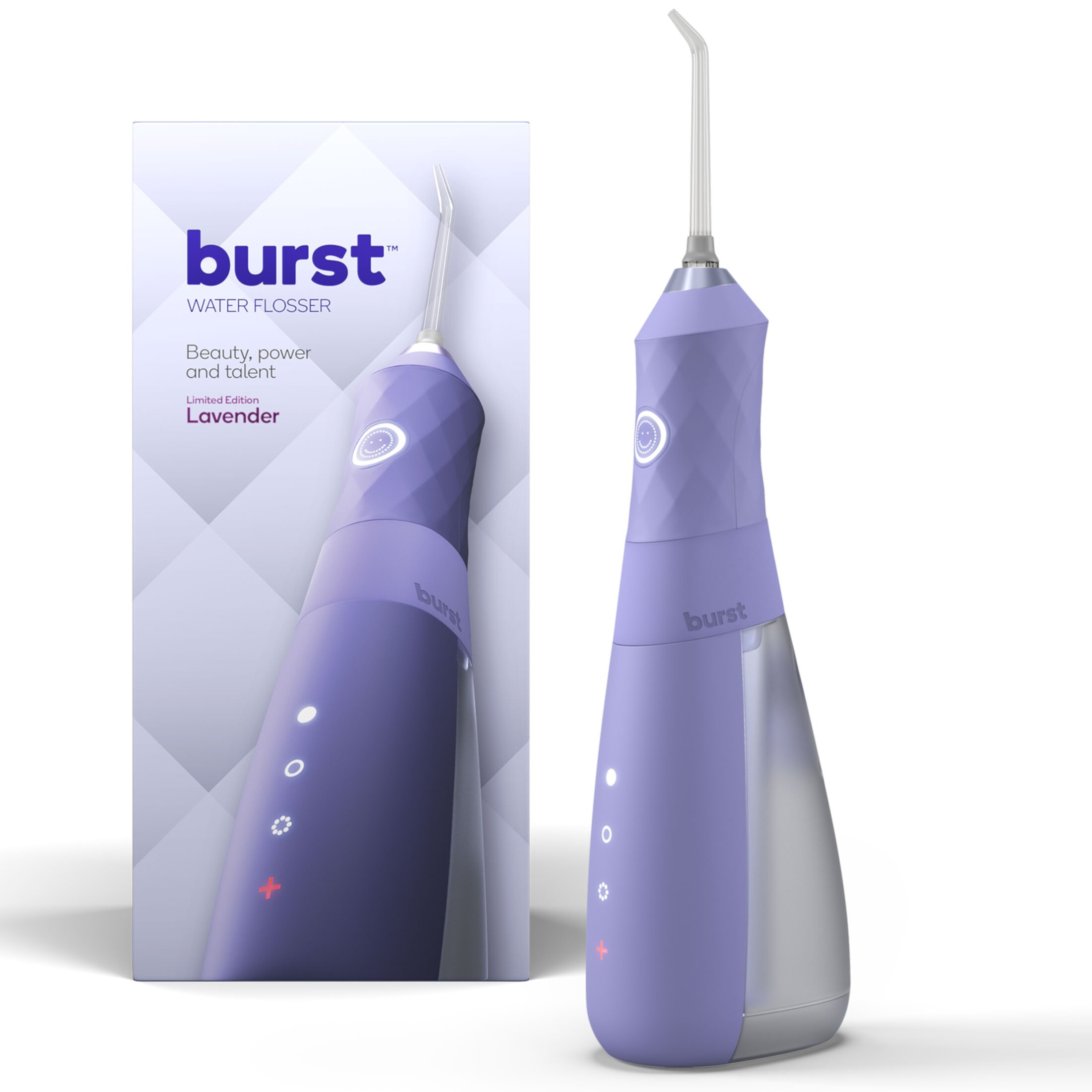 Burst Cordless Water Flosser, 3 Flossing Modes, 80-Day Battery, Lavender Burst