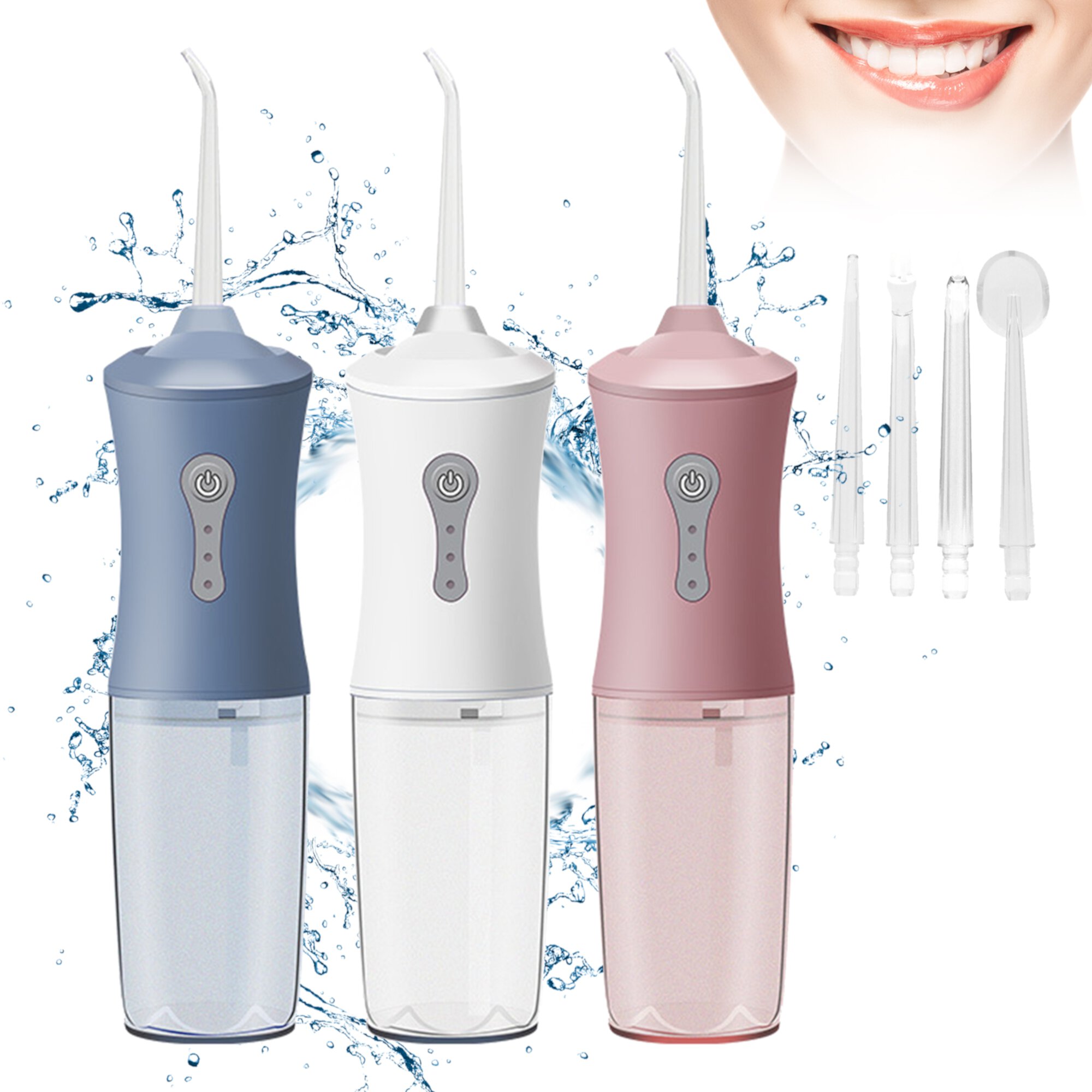 GENKENT Cordless Portable Water Flosser Dental Teeth Cleaner, Professional Rechargeabl Oral Irrigator with 4 Jets and 300ML Tank, White Visit the GENKENT Store