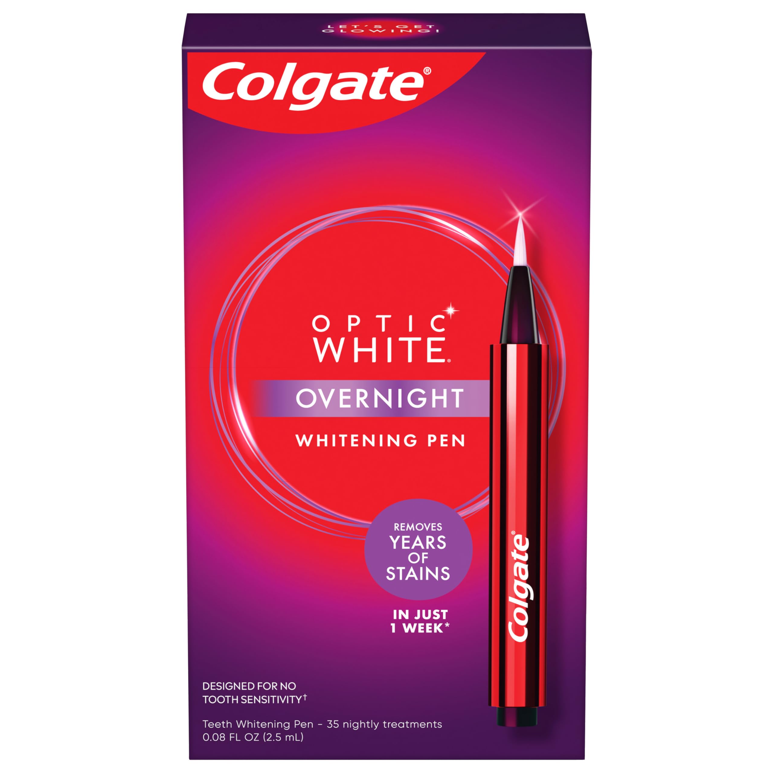 Colgate Optic White Overnight Teeth Whitening Pen, Teeth Stain Remover To Whiten Teeth, 35 Nightly Treatments Visit the Colgate Store