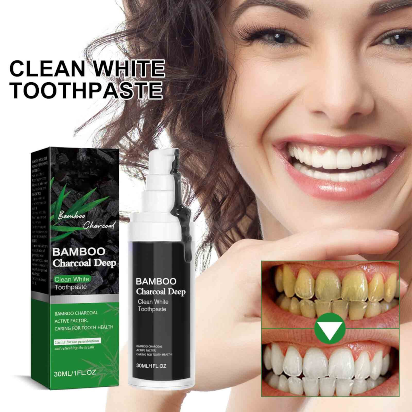 Yforlp Bambooes Charcoal Toothpaste, Natural Bamboo Charcoal Whitening Toothpaste, Effective Teeth Stain Remover and Toothpaste Alternative - Safe for Gums Or Enamel 30ml Yforlp