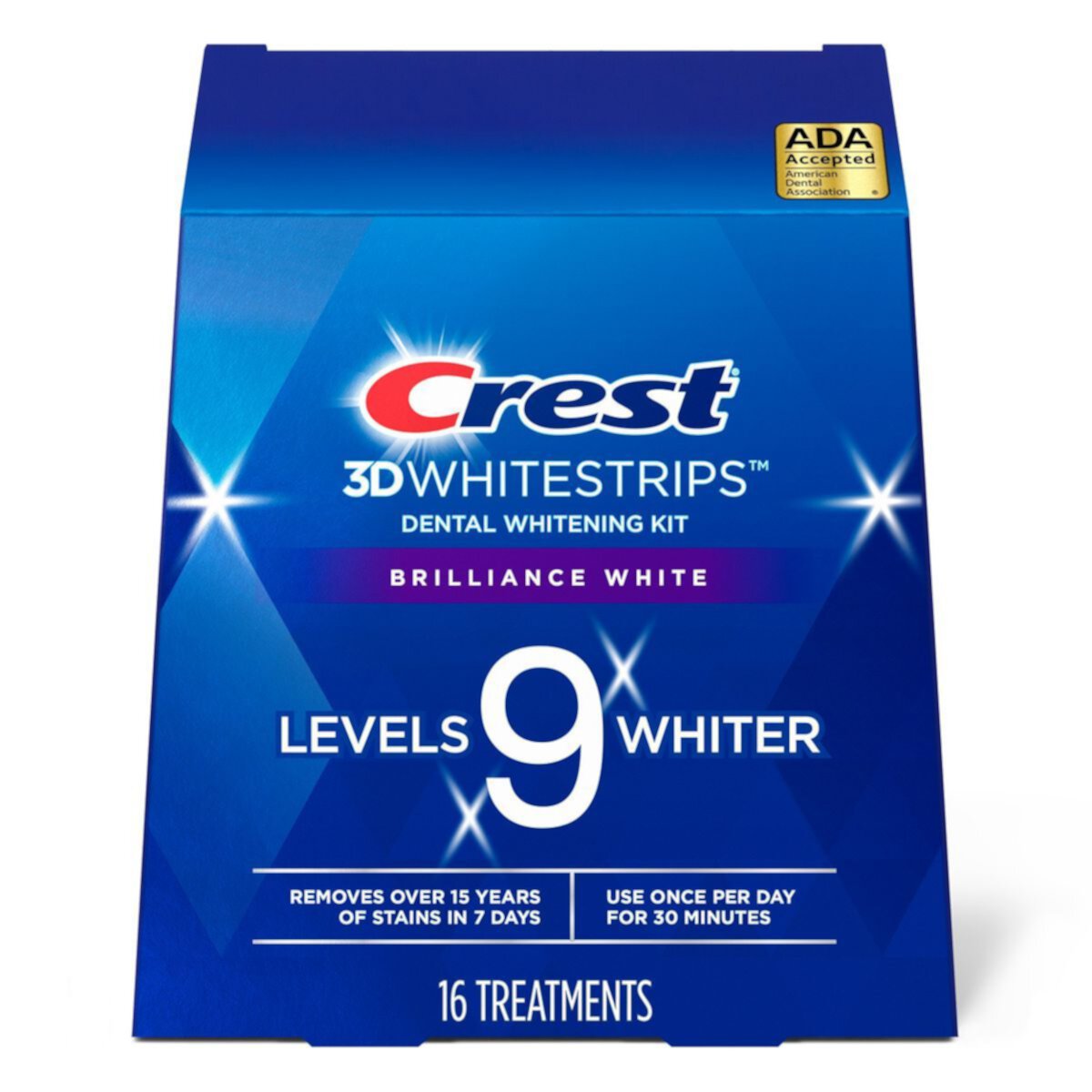 2X - Crest 3D Whitestrips Brilliance White Teeth Whitening Kit, 16 Treatments Crest