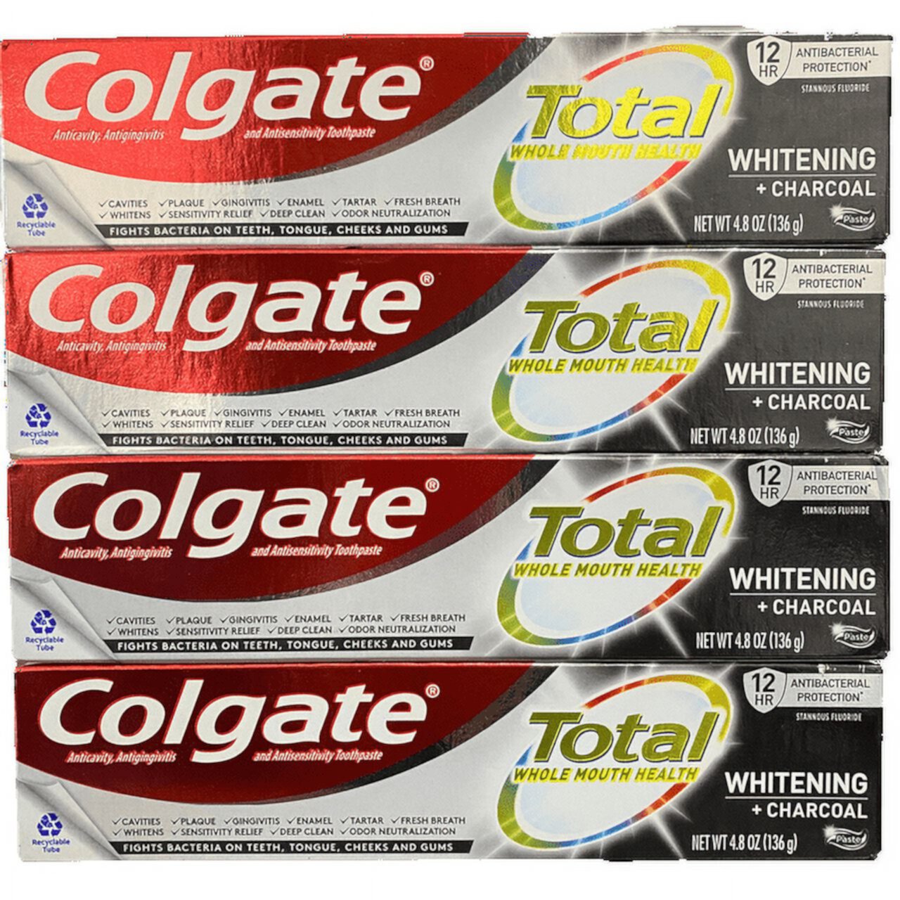 Colgate Total Whitening + Charcoal Paste with Stannous Fluoride Toothpaste - Mint - 4.8oz Shop all Colgate (4 Pack) Visit the Colgate Store