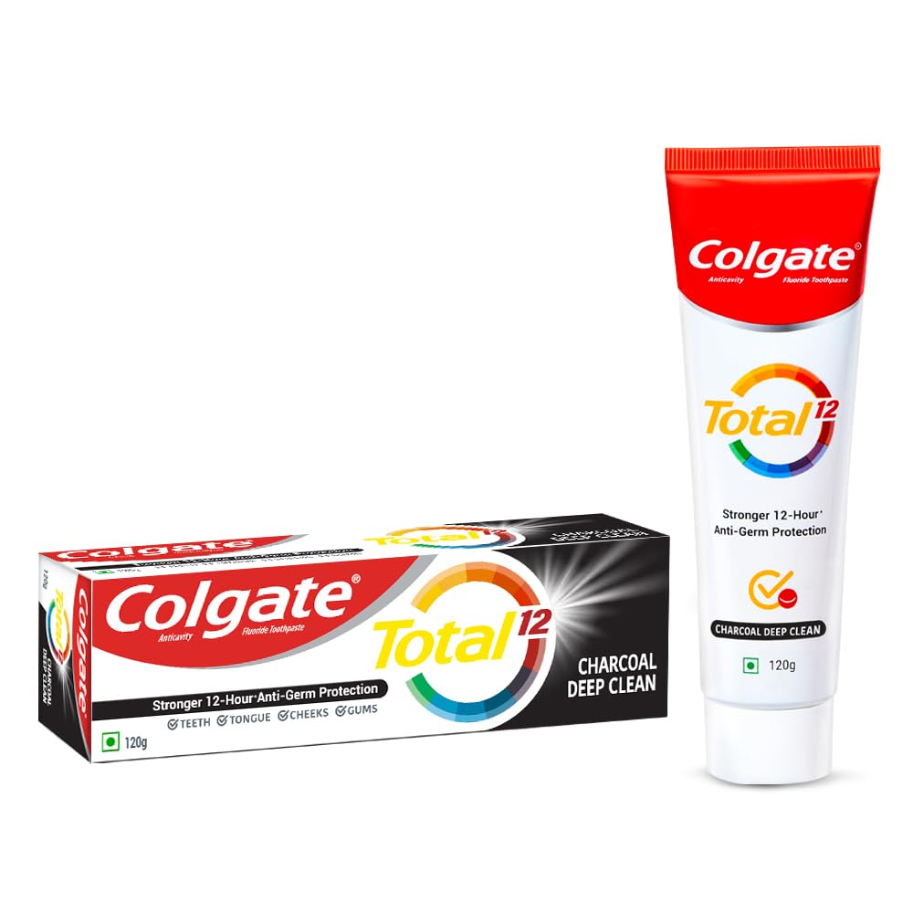 Colgate Total Whole Mouth Health, Antibacterial Toothpaste, 120g, (Charcoal Deep Clean), World's No. 1* Germ-fighting Toothpaste Visit the Colgate Store