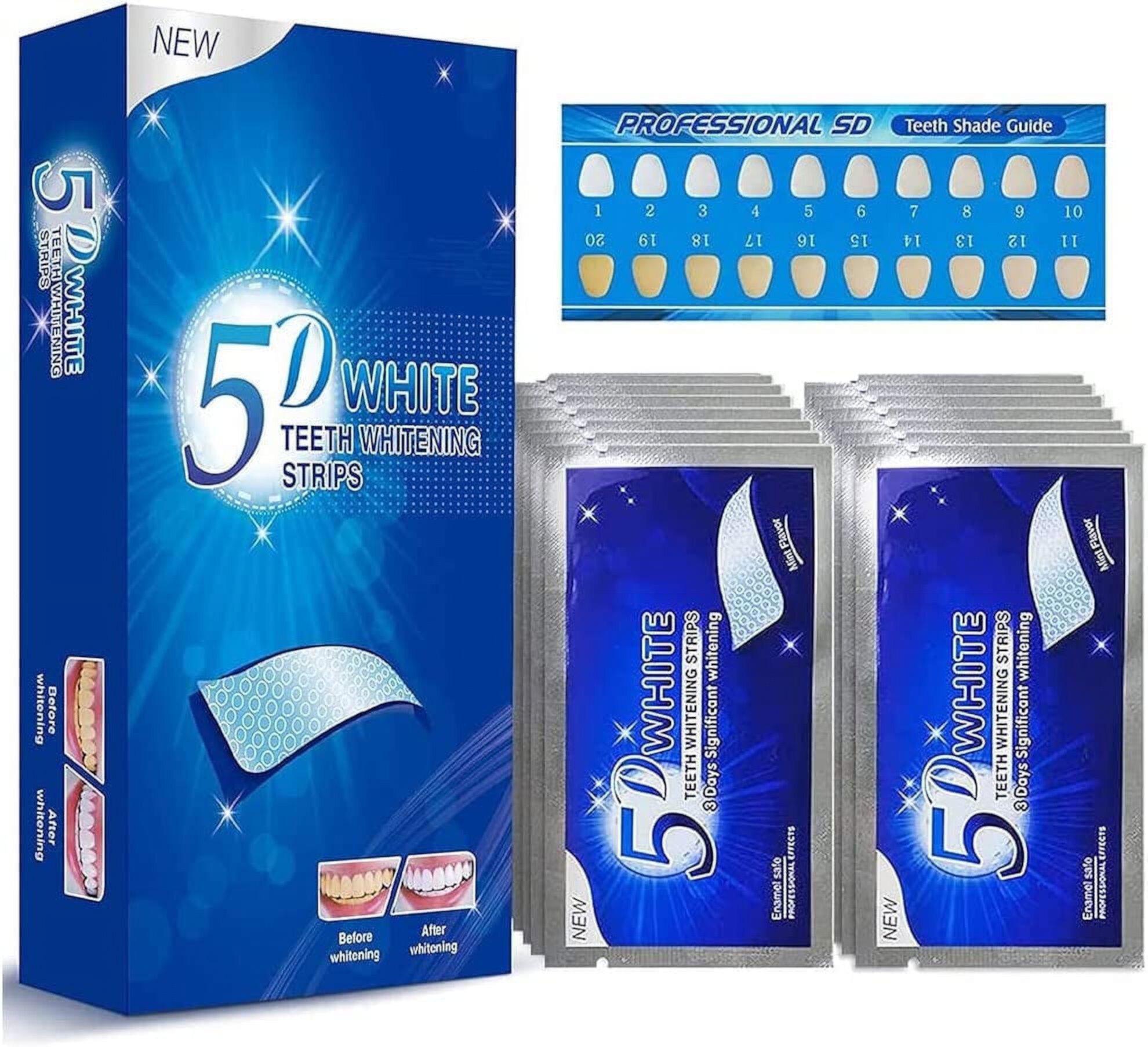 5D Teeth Whitening Strips 28 Strips Effective Teeth Whitener Teeth Whitening Strips for Teeth Sensitive, Reduced Sensitivity White Strips for Teeth Whitening Unbranded