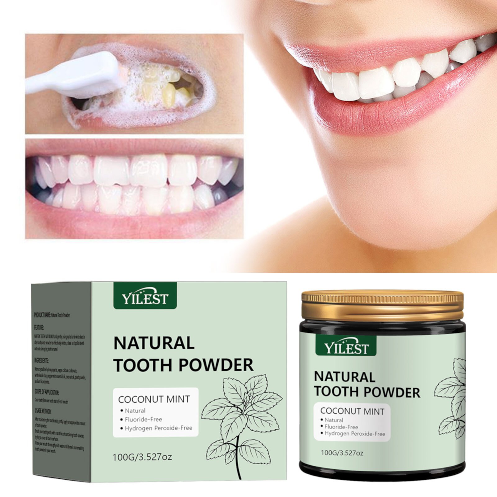 Momihoom Natural Tooth Powder | Remineralizing Tooth Powder | Natural Teeth Whitening Powder | Toothpaste Power | Breath Freshener | Refreshing Mint Flavor Momihoom