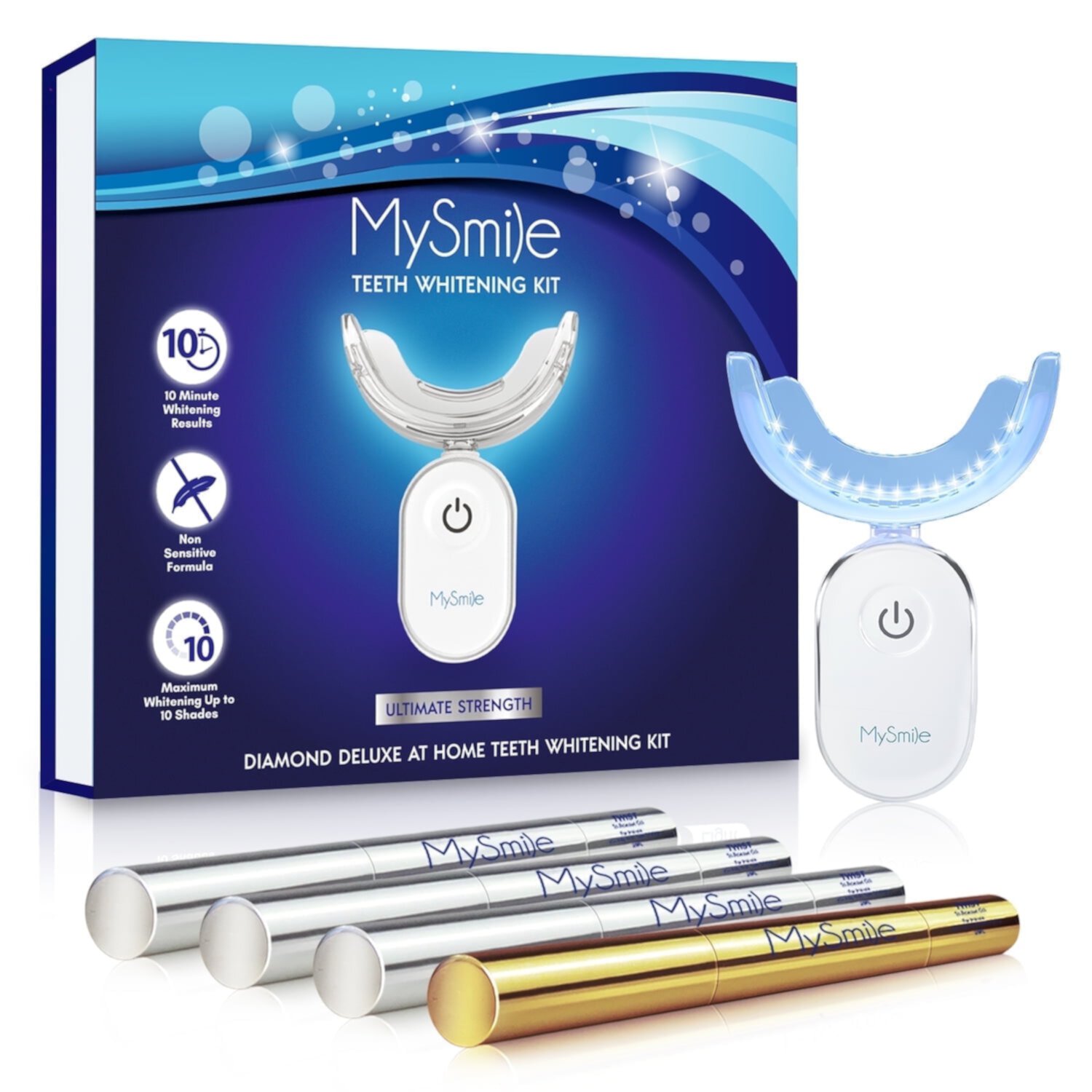 MySmile 2pc 8ml Teeth Whitening Pen Kit,22%CP Teeth Whitening Gel Refill Removes Years Tooth Stains Tooth Whitener 35 Treatments Non Sensitive MySmile