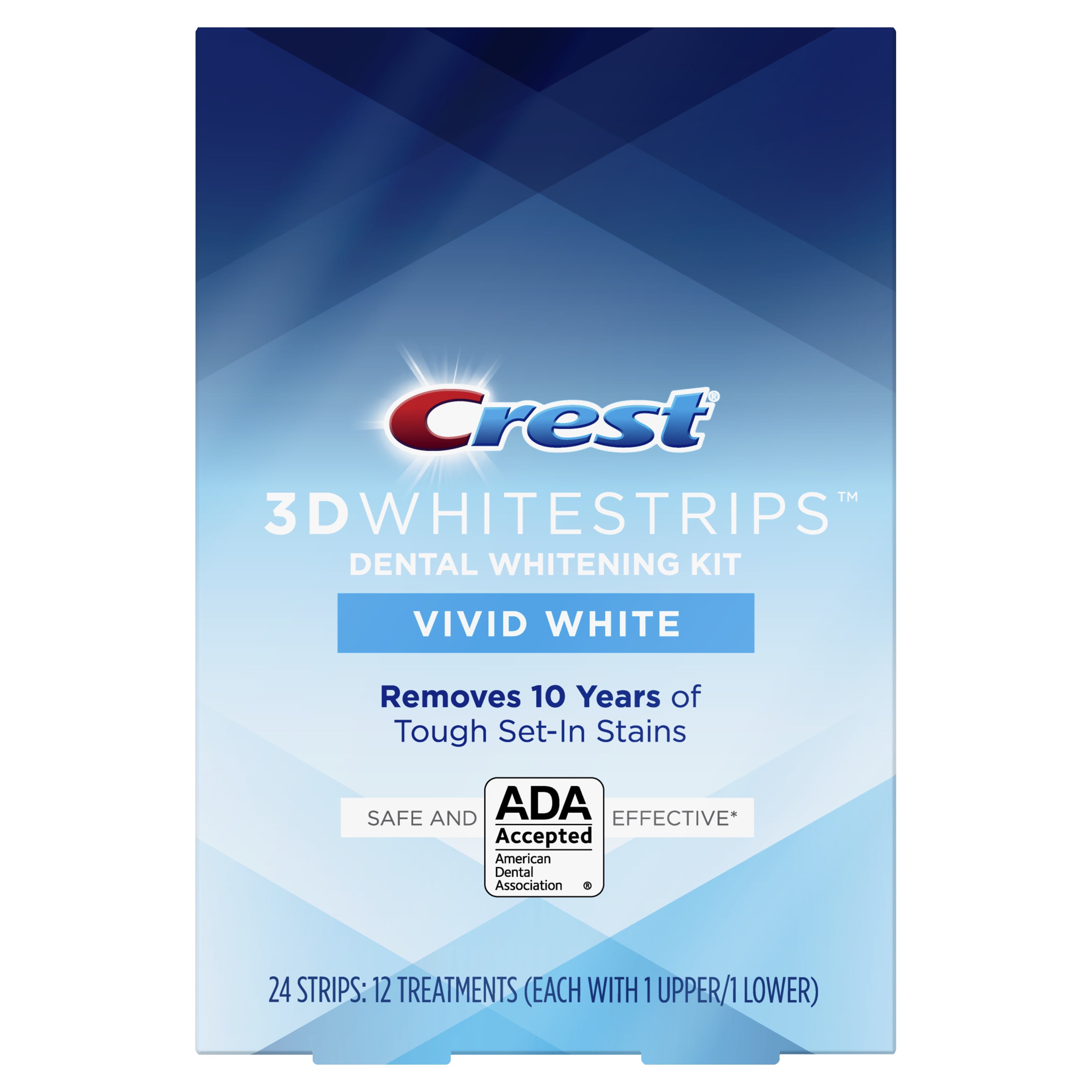 Набор для отбеливания зубов Vivid White, 24 полоски, 7 уровней белизны за 12 дней Crest