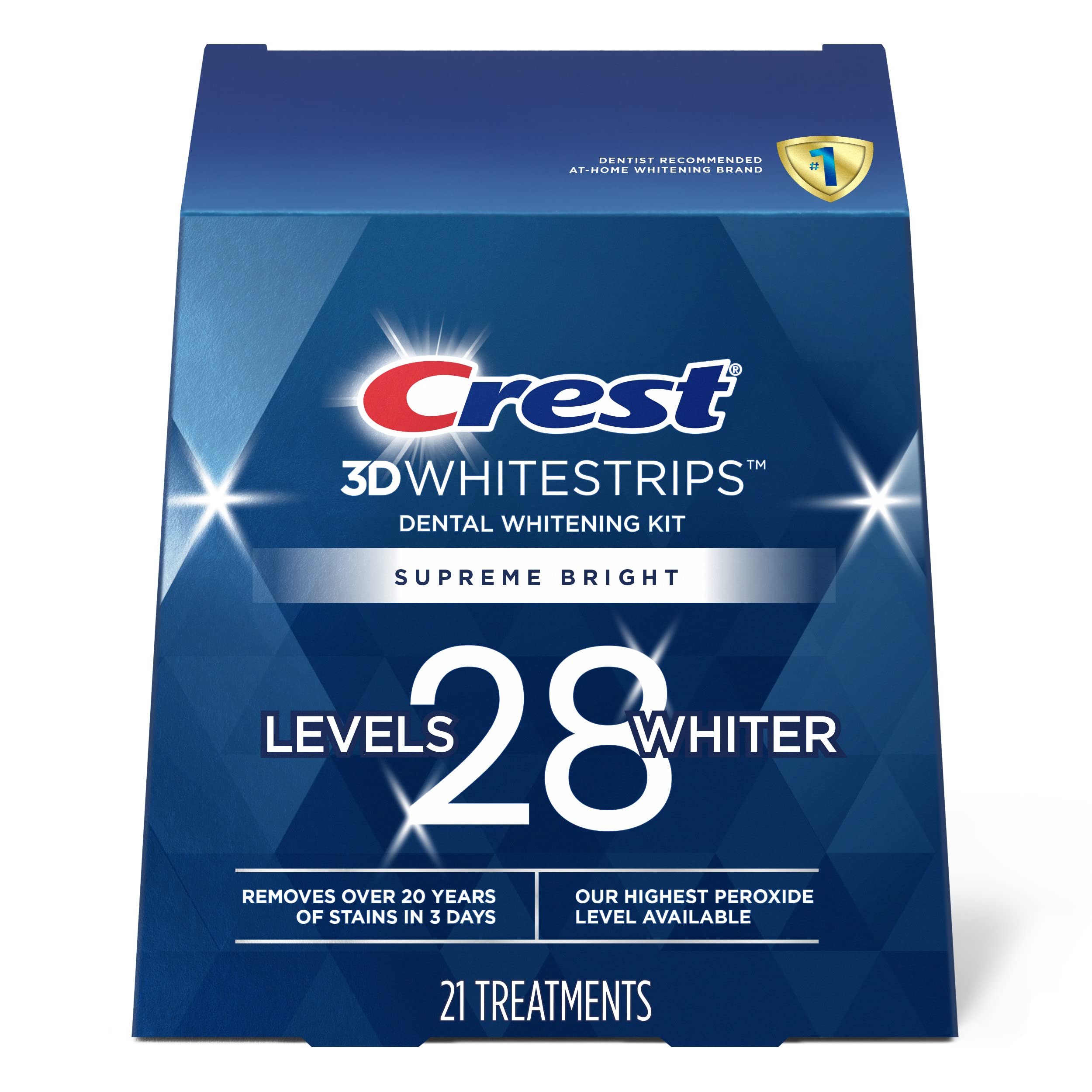 Crest 3D Whitestrips, Supreme Flexfit, Teeth Whitening Strip Kit, 42 Strips (21 Count Pack) Crest