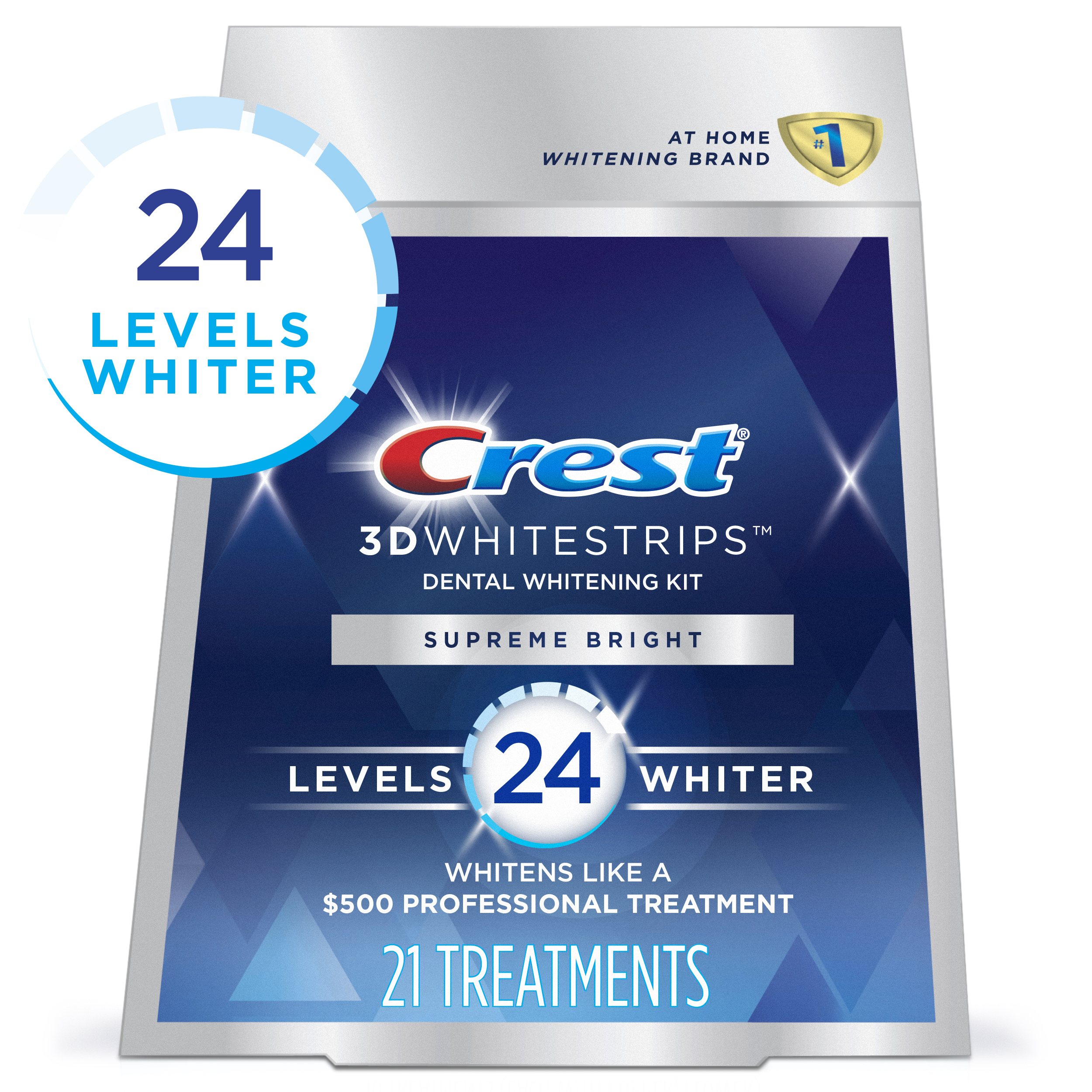 Crest 3D Whitestrips Supreme Bright at-home Teeth Whitening Kit, 21 Treatments Crest