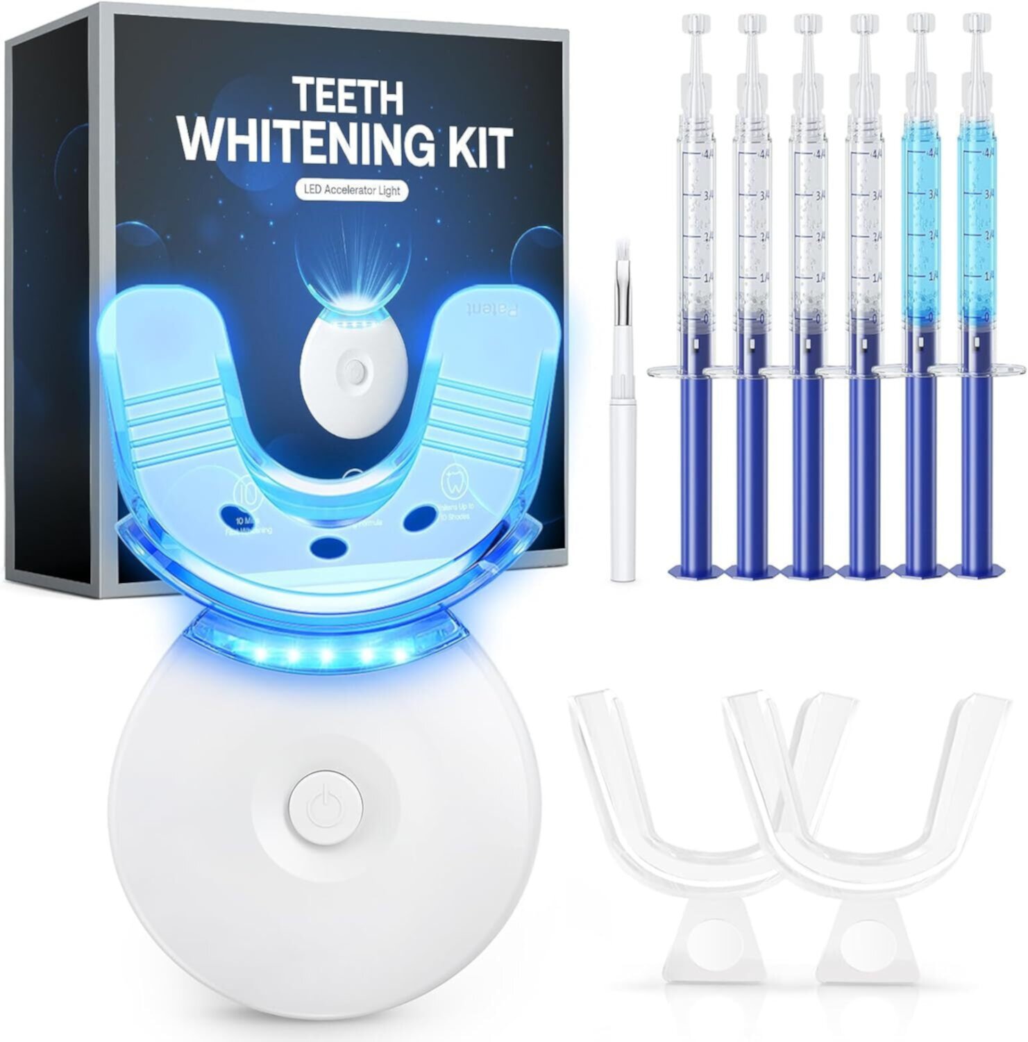 Fairywill Teeth Whitening Kit, LED Teeth Whitening Light with 6 X 3ml Carbamide Peroxide Teeth Whitening Gel, Included 2 Mouth Trays & Tray Case and Brush, Safe Enamel, Fast and Gentle TeethWhitening Fairywill