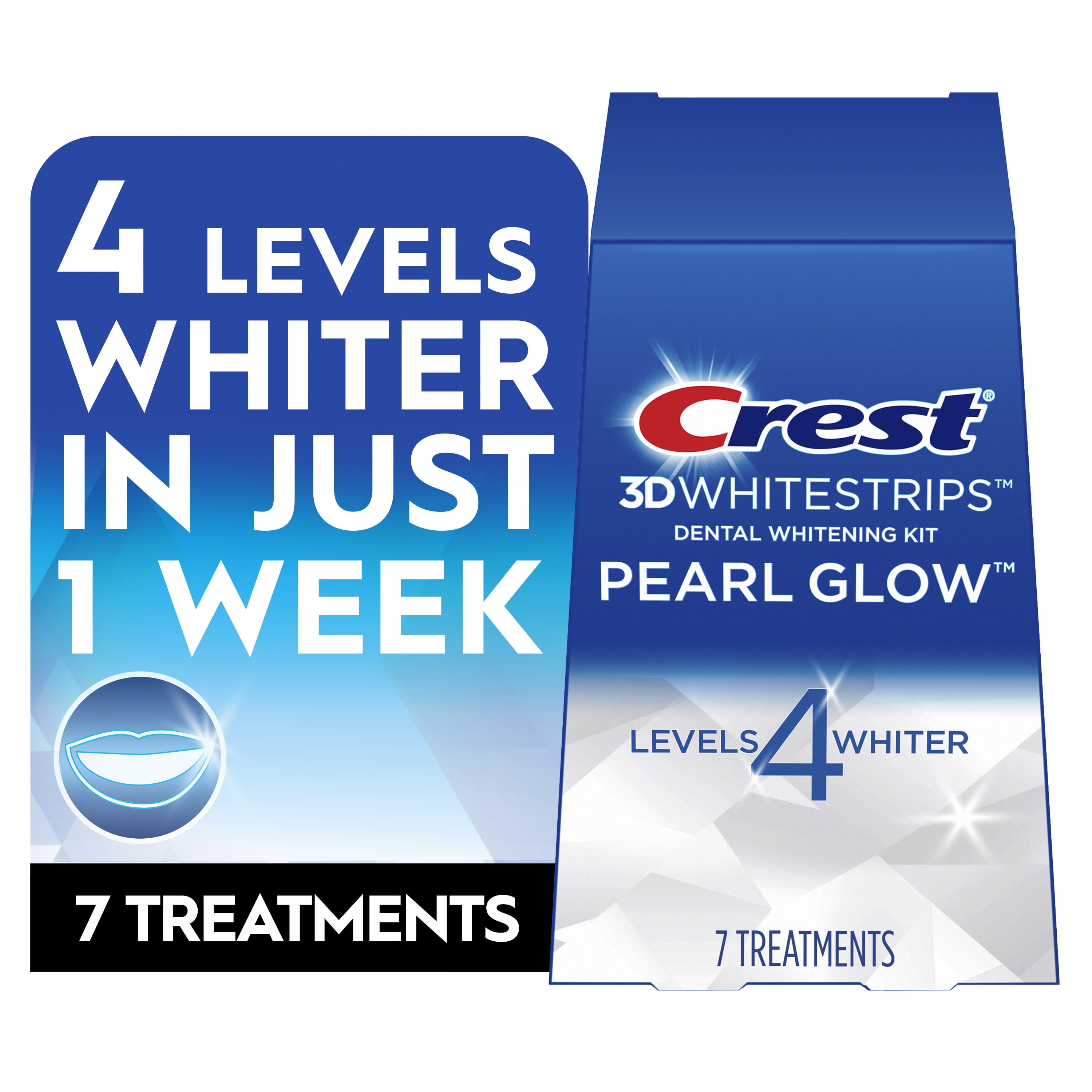 Crest 3DWhitestrips Bright at Home Teeth Whitening Strips Kit, 7 Treatments Crest