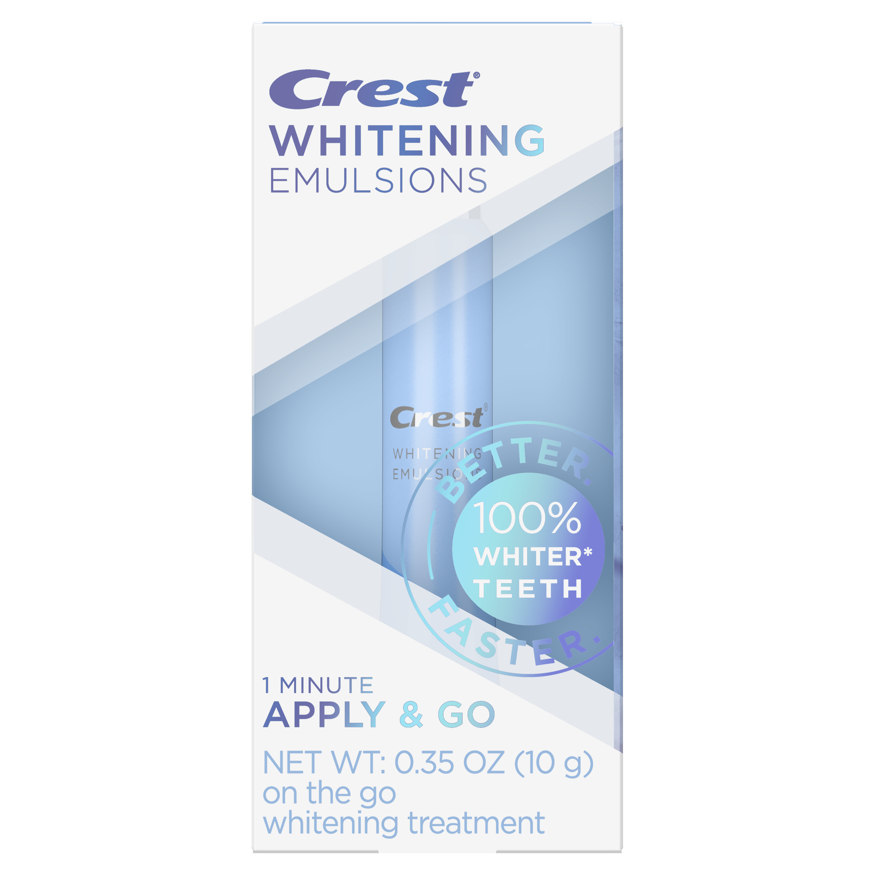 Crest Whitening Emulsions with Built-in Applicator, on the Go Leave-on Teeth Whitening Gel Pen Treatment Crest