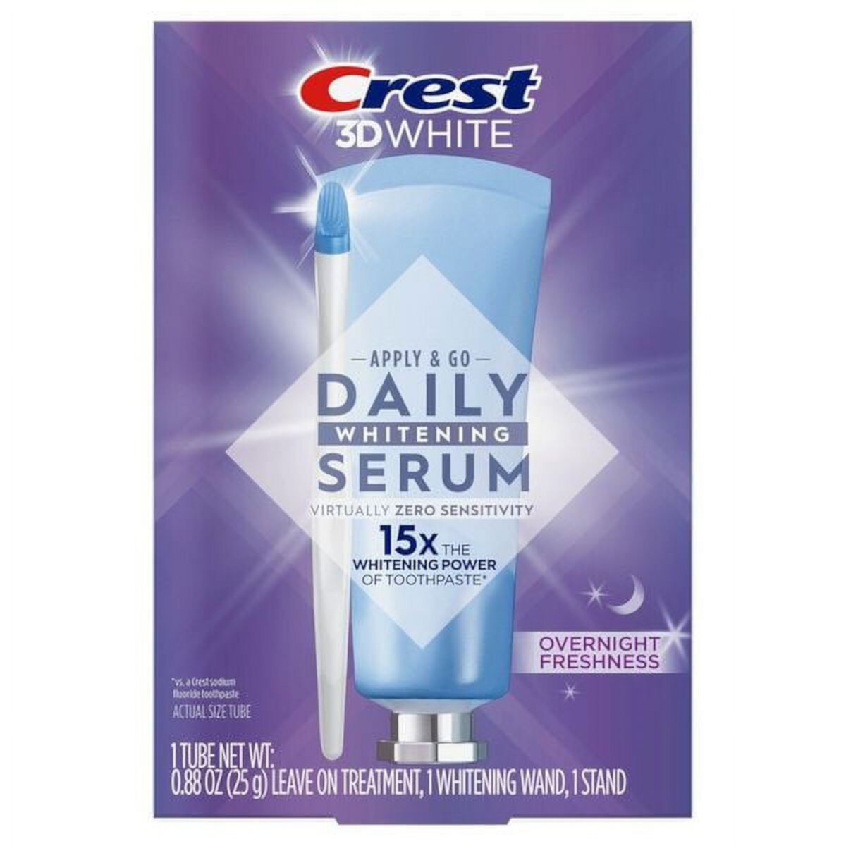 Crest 3DWhite Daily Whitening Serum Overnight Freshness, Leave-on Teeth Whitening Treatment Crest