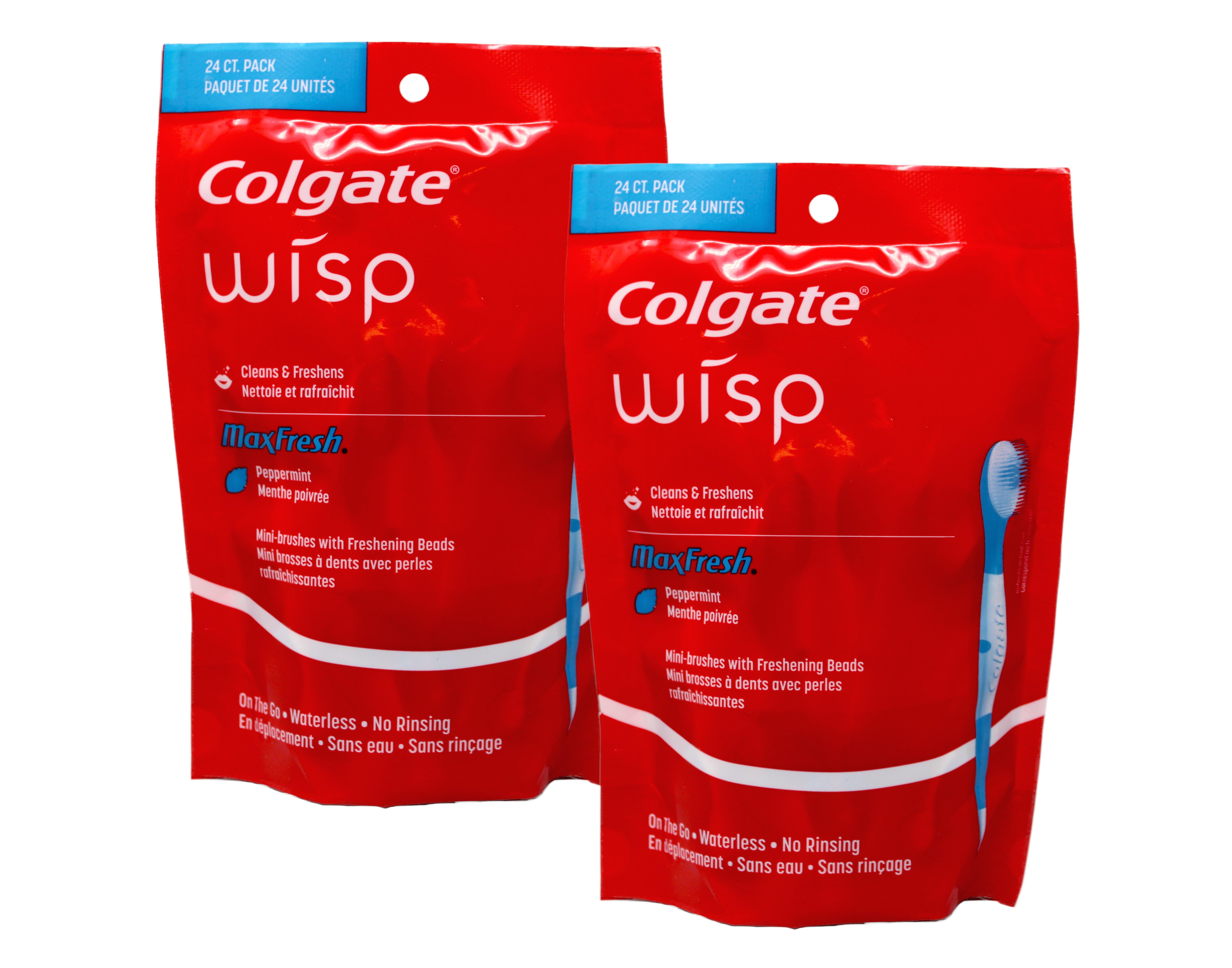 Colgate Max Fresh Wisp Disposable Mini Travel Toothbrushes, Peppermint - 24 Count - 2 Pack Colgate