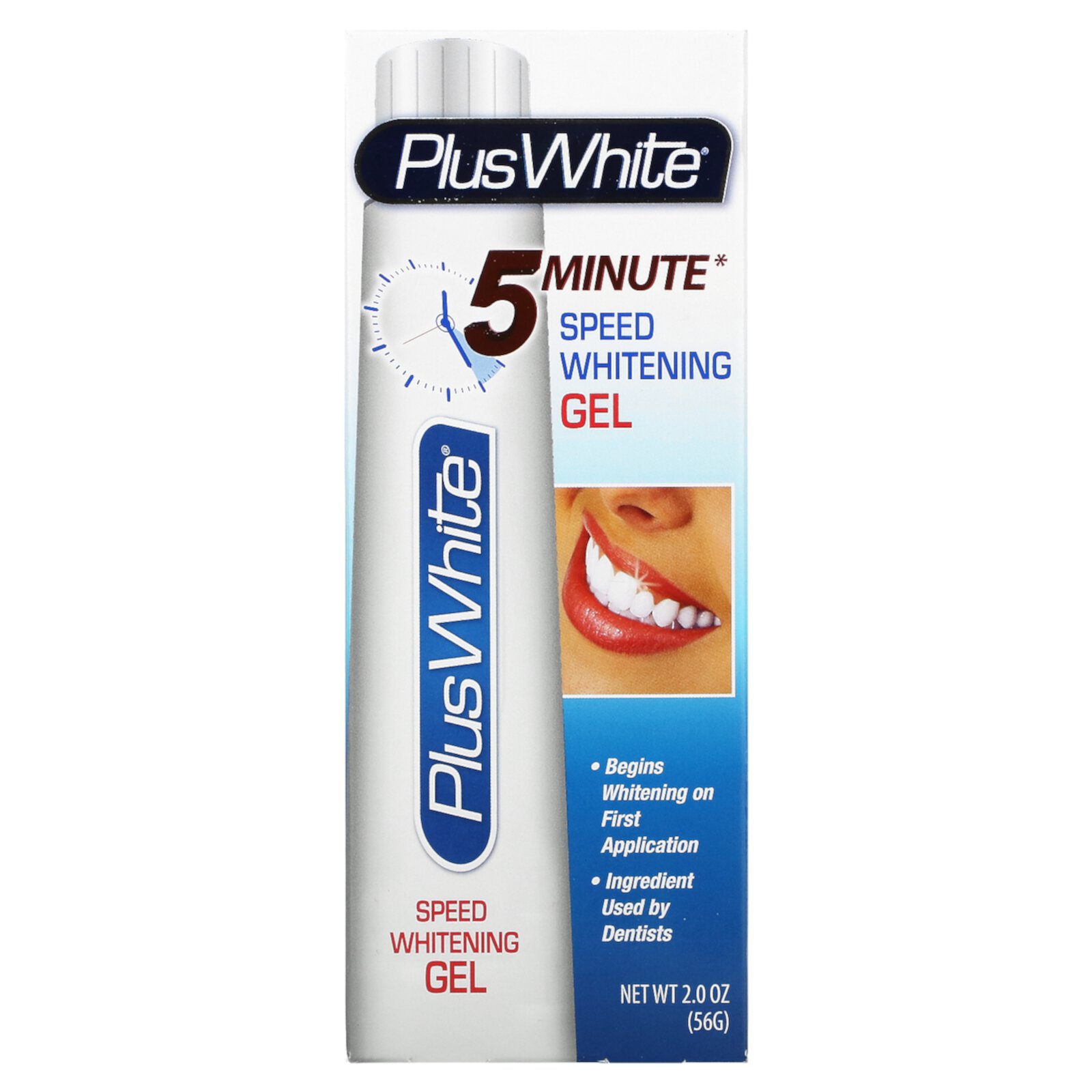 Plus White 5 Minute Speed Whitening Gel, Professional at Home Teeth Whitening & Stain Remover (2 oz) Plus White