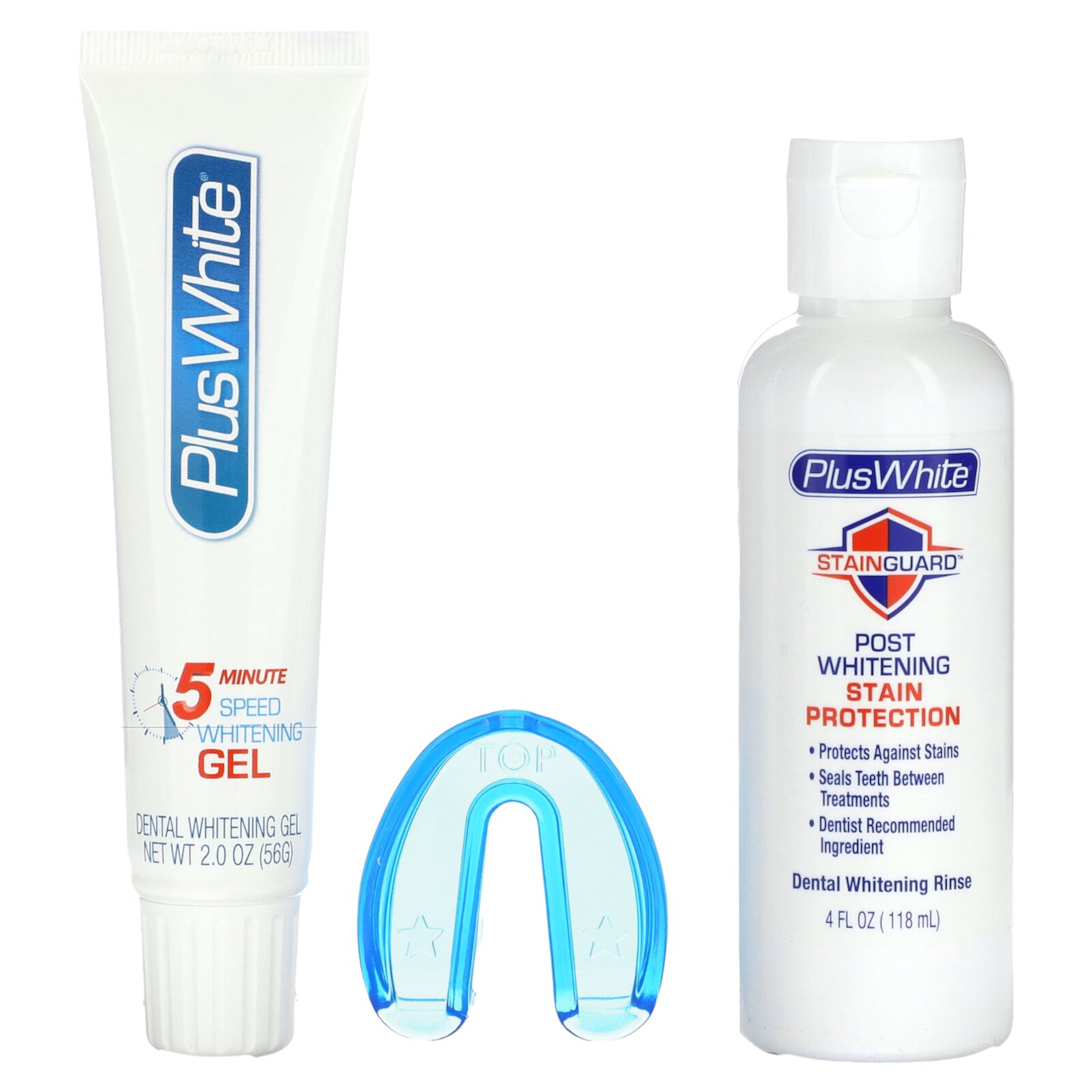 Plus White Premier Whitening System, 5 Minute Whitening Gel, Mouth Tray & Post Rinse, Unflavored Plus White