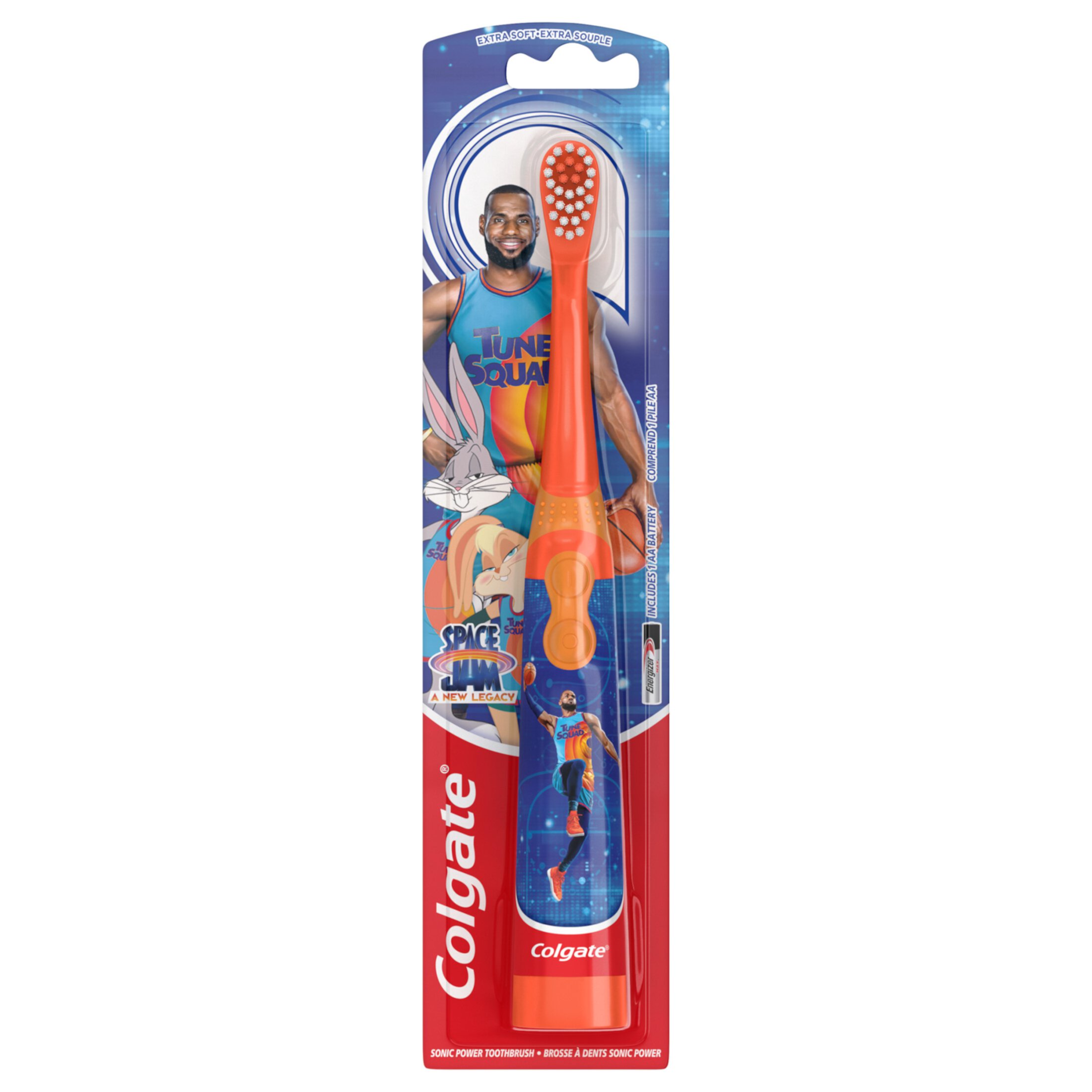 Colgate Kids Battery Toothbrush, For Ages 3+, Extra Soft Children Toothbrush, Space Jam Colgate