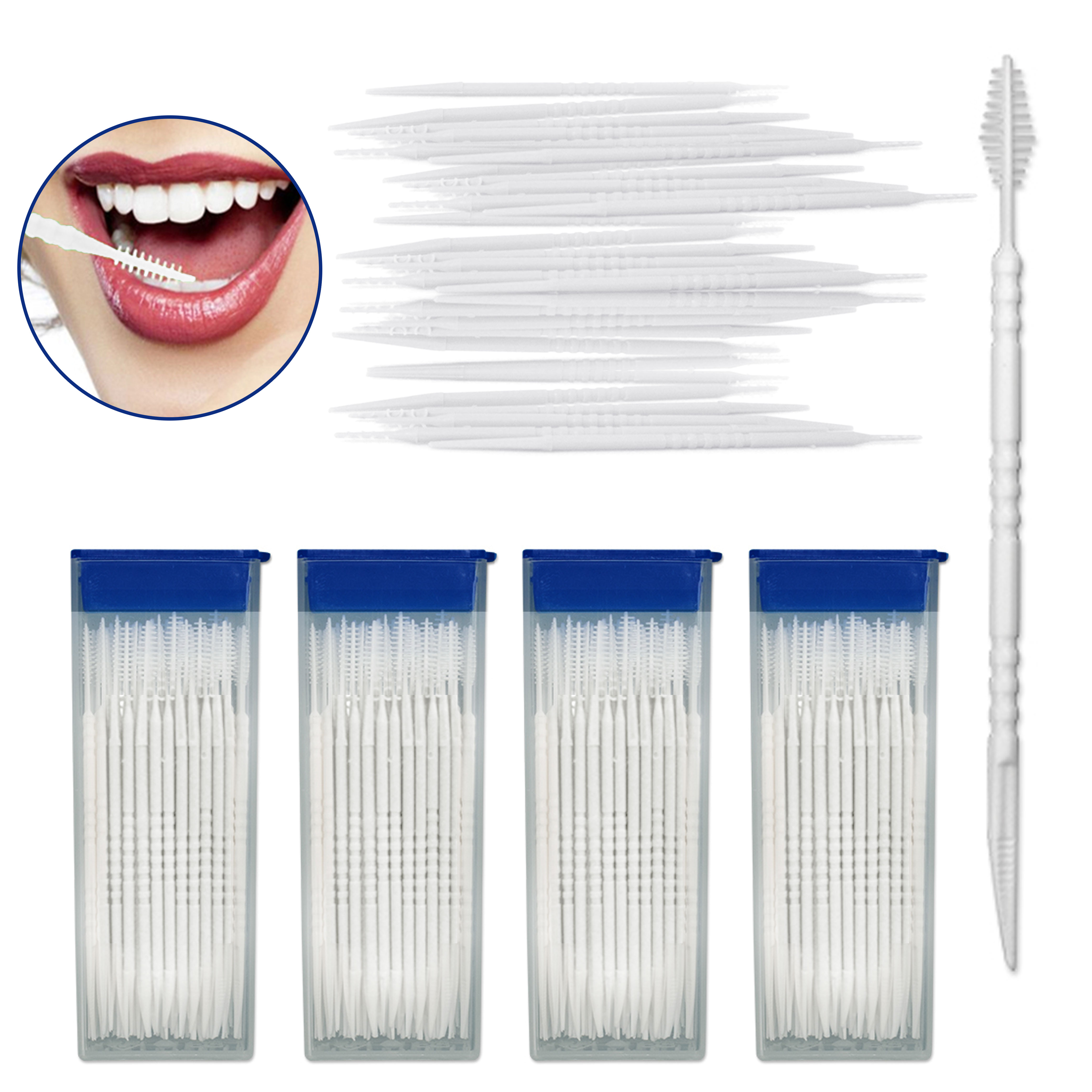 240 Pcs Interdental Brush Head Picks Floss Sticks Tooth Oral Cleaning Toothpicks AllTopBargains