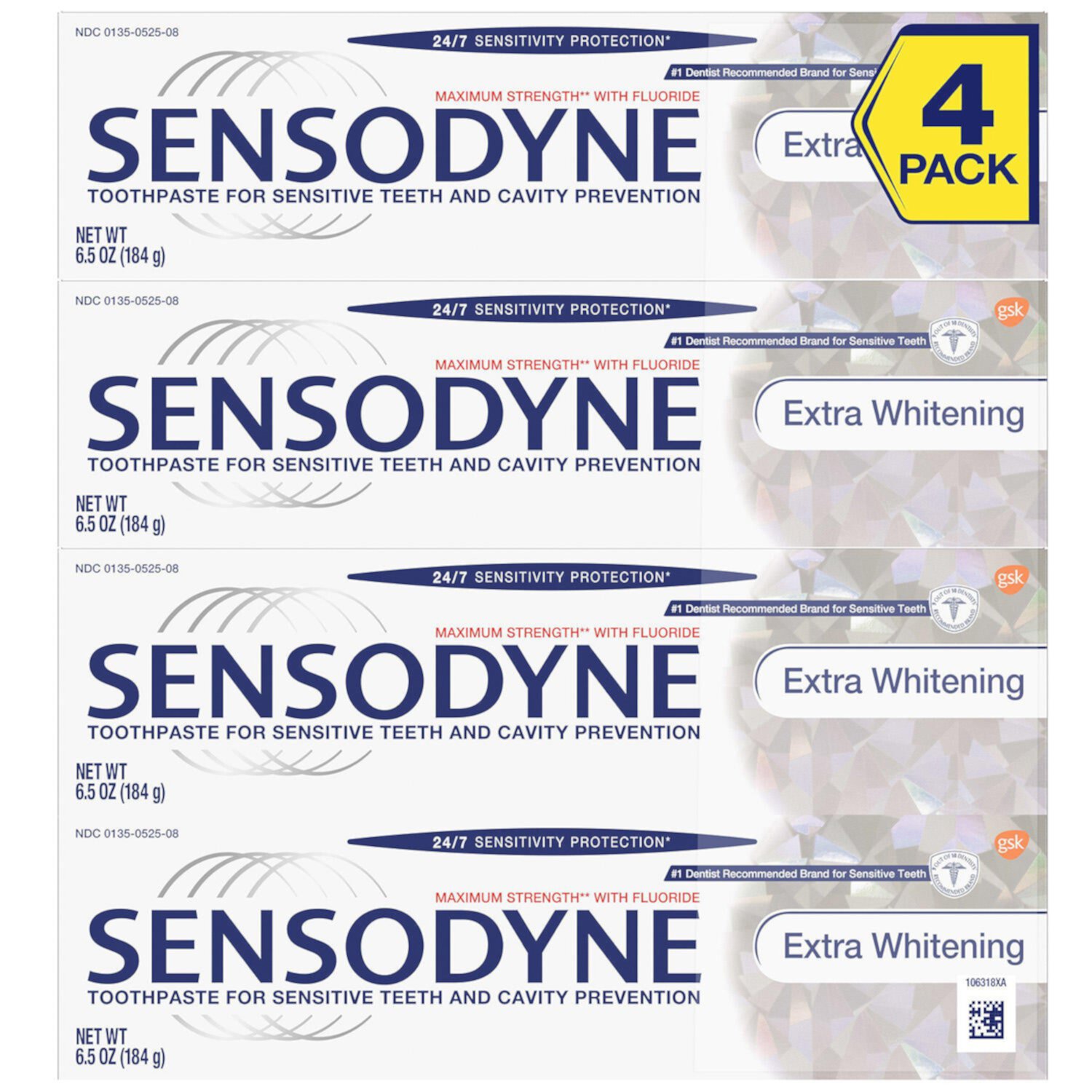 Sensodyne Extra Whitening Toothpaste 6oz - Pack of 4 Sensodyne