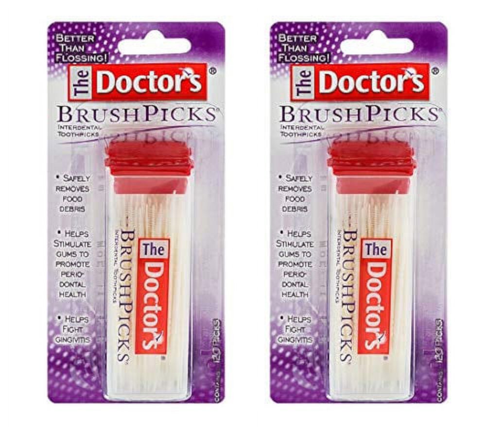 The Doctor's BrushPicks Interdental Toothpicks | 120-Picks per Pack | Pack of 2 The Doctor's