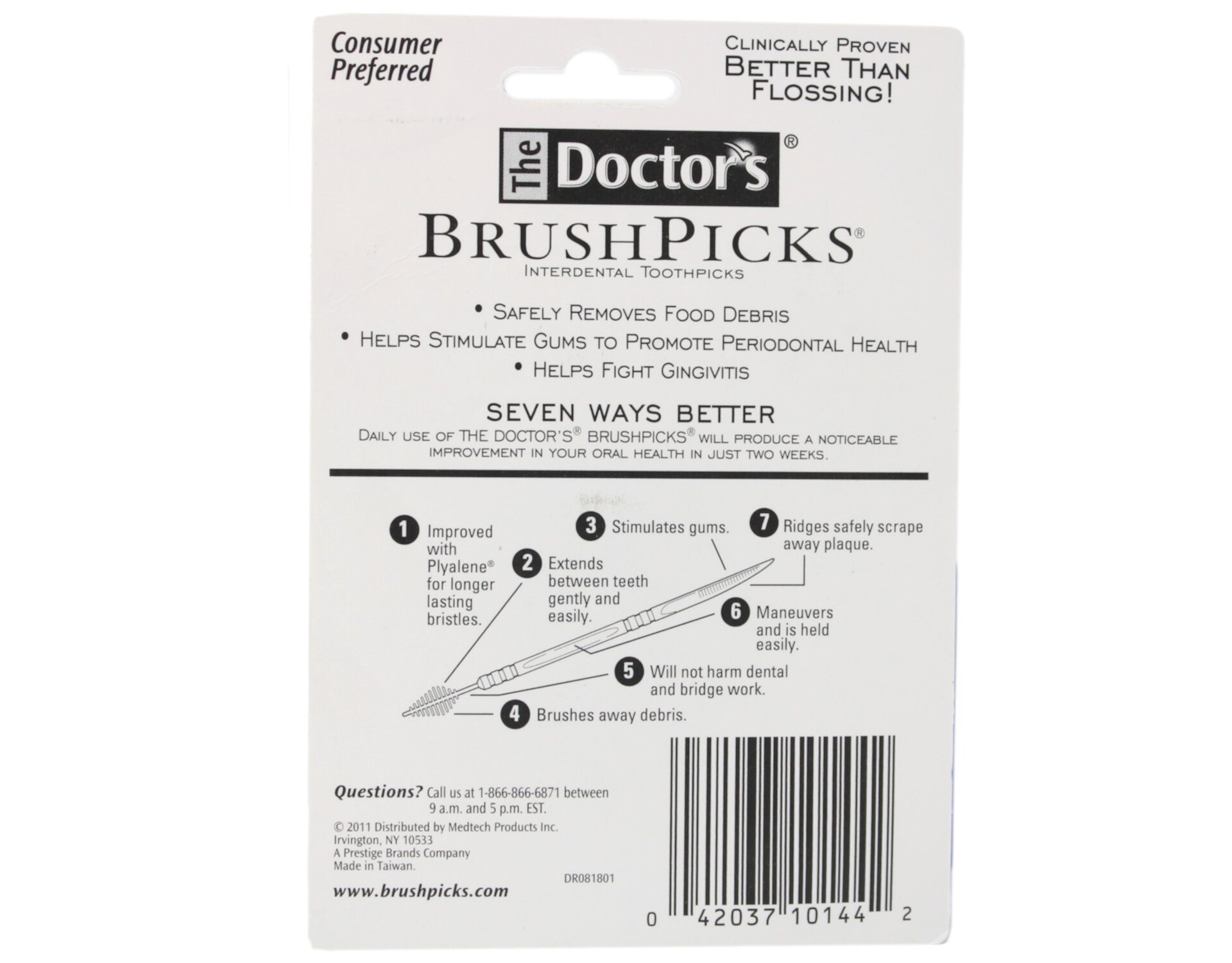 The Doctor's BrushPicks Interdental Toothpicks | 275-Picks per pack | (2-Packs) The Doctor's