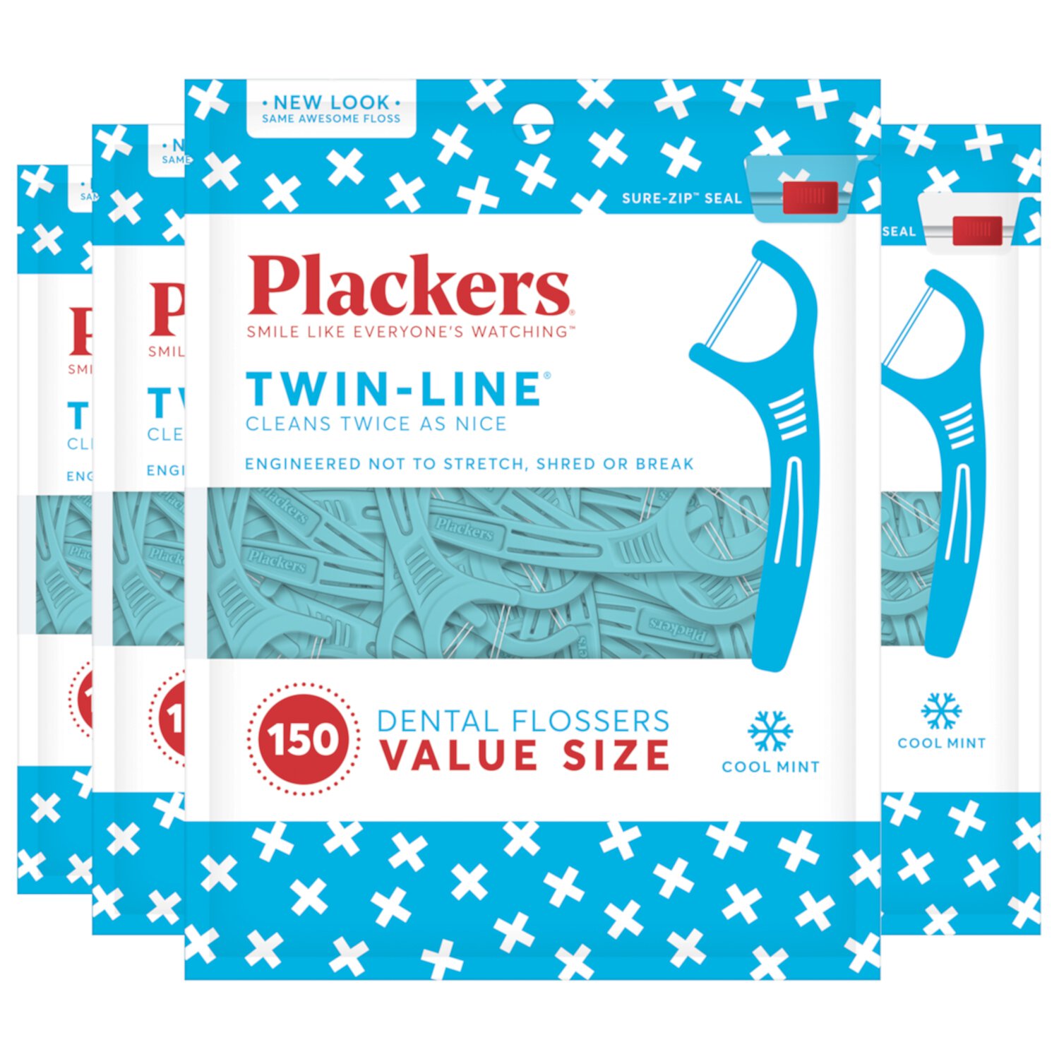 Plackers Twin-Line Dental Floss Picks, Cool Mint, 150 Count (Pack of 4) Visit the Plackers Store