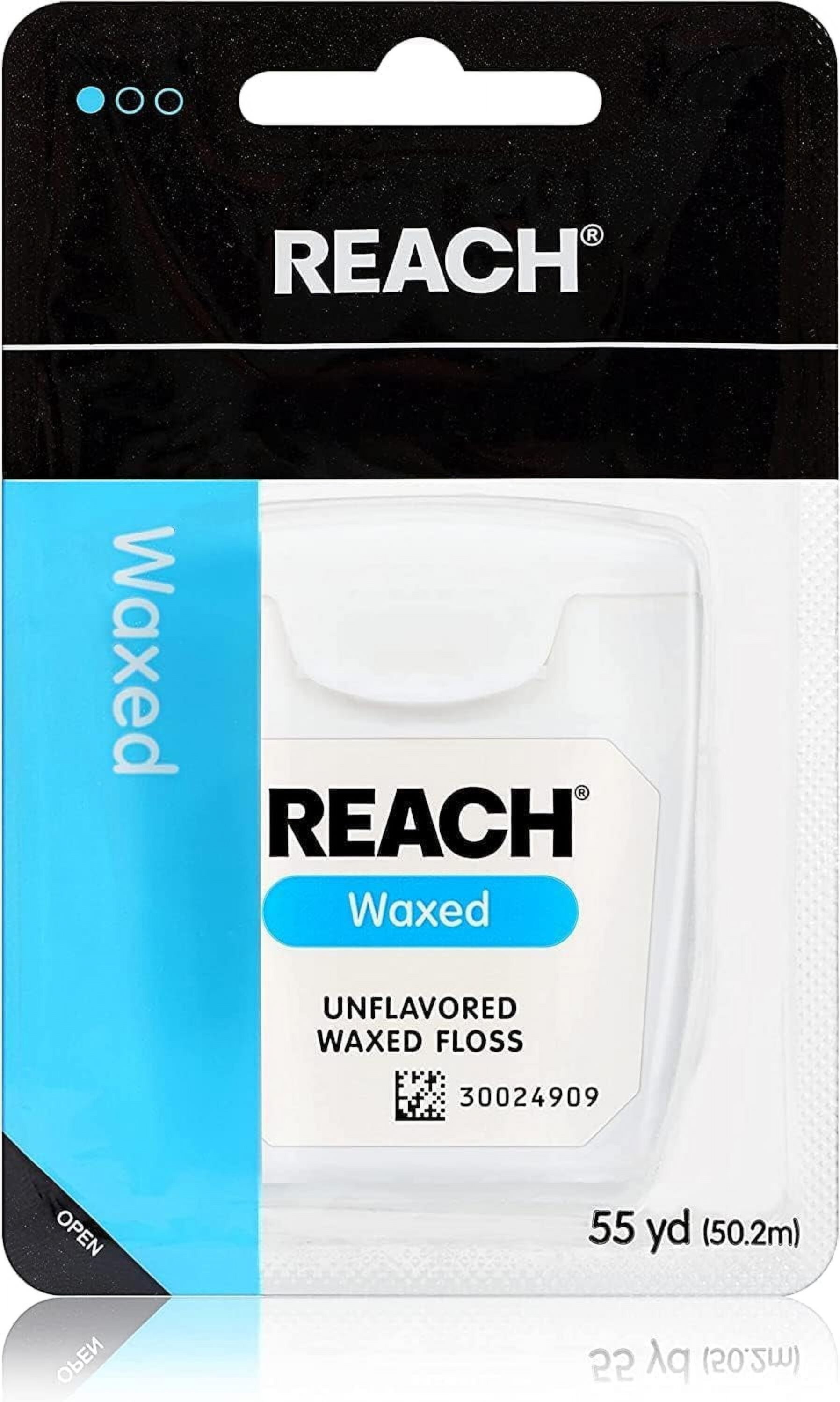 REACH Unflavored Waxed Dental Floss, 55 yds (Pack of 4) Reach