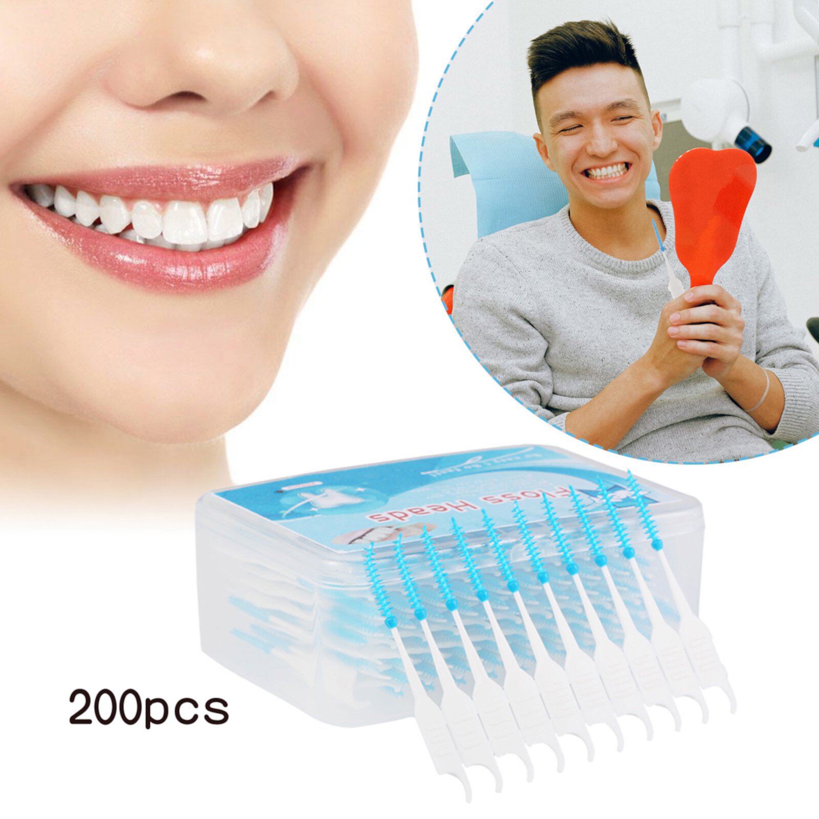 200Pcs Box Floss Interdental Brush Stick Toothpick Soft Silicone Double Ended Tooth Picks Oral Care Unbranded