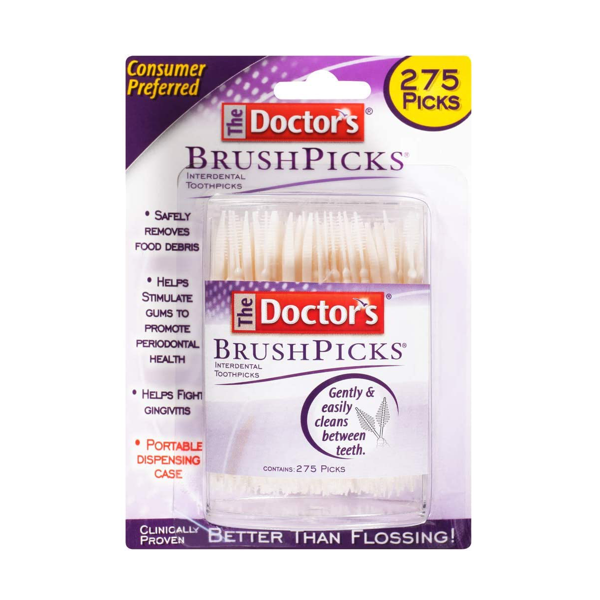 The Doctor's BrushPicks Easily Cleans Between Teeth Wood Toothpicks, 275 ct The Doctor's