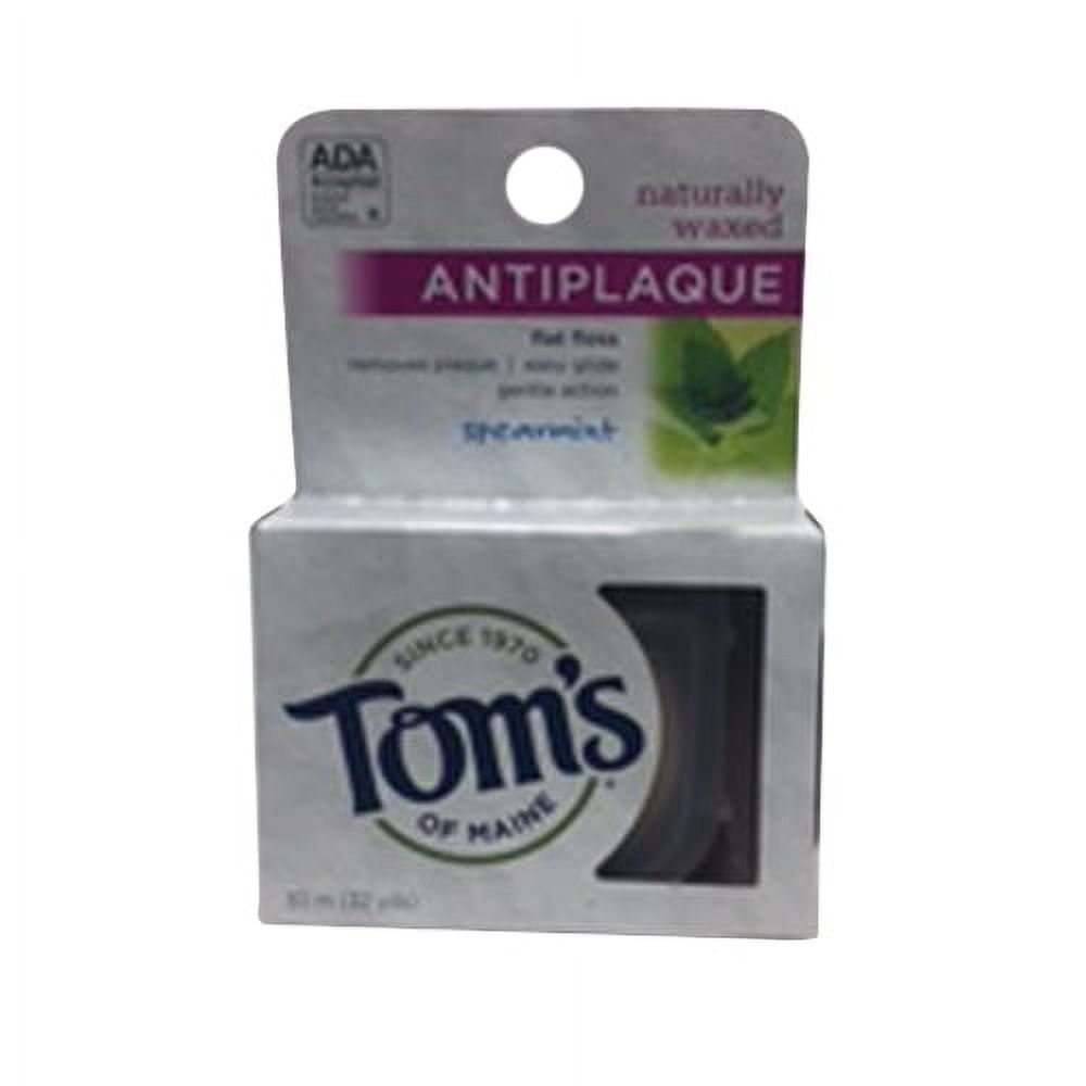 Toms Of Maine Naturally Waxed Antiplaque Flat Floss, Spearmint - 32 Yd, 2 Pack Tom's of Maine