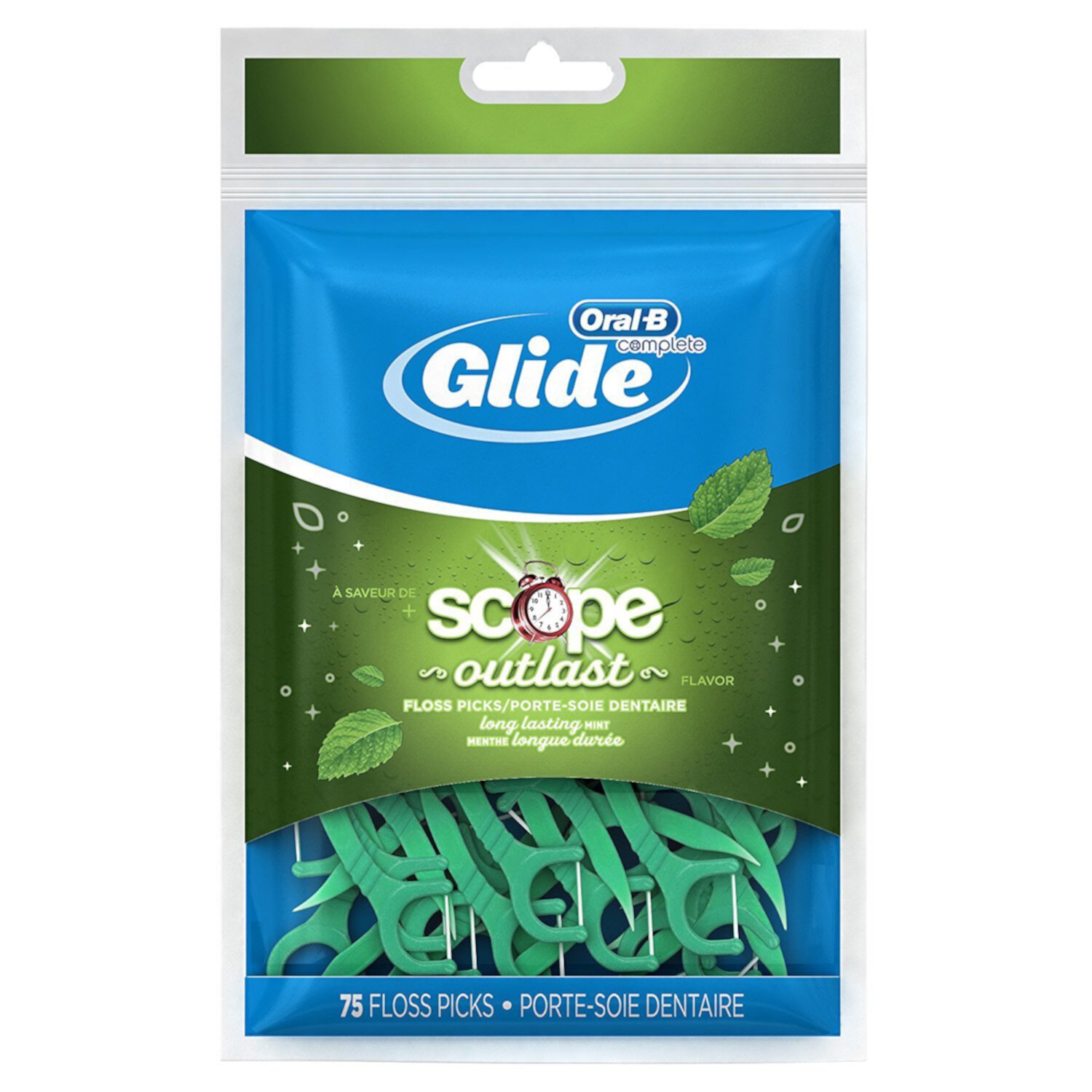 Glide Plus Scope Outlast Floss Picks Long Lasting Mint 75 Each (Pack of 6) GLIDE