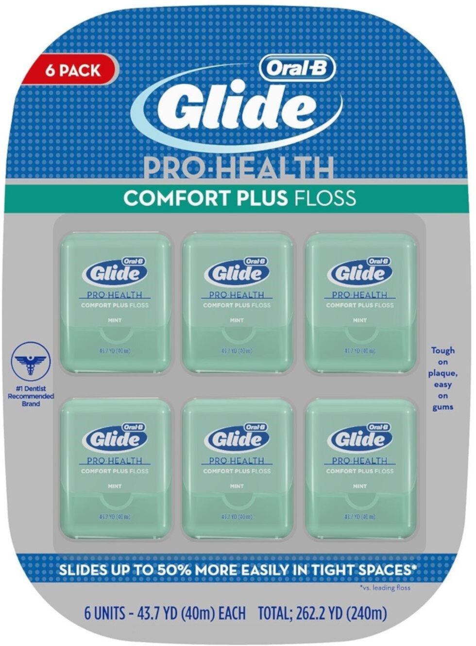 Oral-B Glide Pro-Health Comfort Plus Dental Floss Mint 43.7 Yard - 6 Pack GLIDE