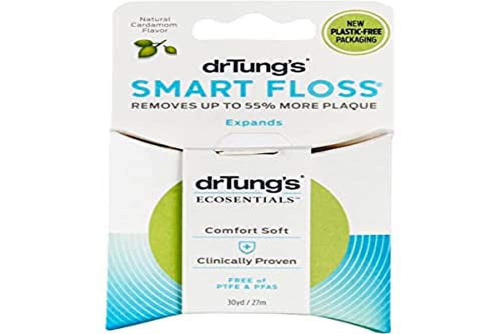 DrTung's Smart Floss - Natural Floss, PTFE & PFAS Free Floss, Gentle on Gums, Expands & Stretches, BPA Free Floss - Natural Dental Floss Cardamom Flavor (Pack of 1) Dr. Tung's