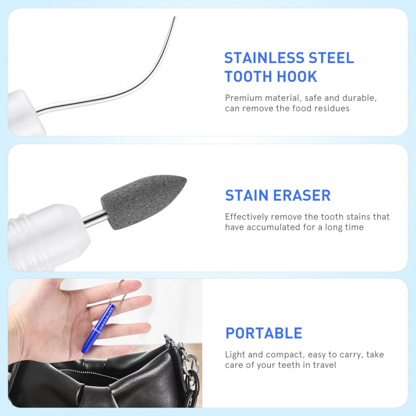 1 Set Travel Tooth Hook Portable Tooth Cleaner Oral Cleaning Tool Plaque Tartar Remover Oral Hygiene Teeth Cleaner Homemaxs