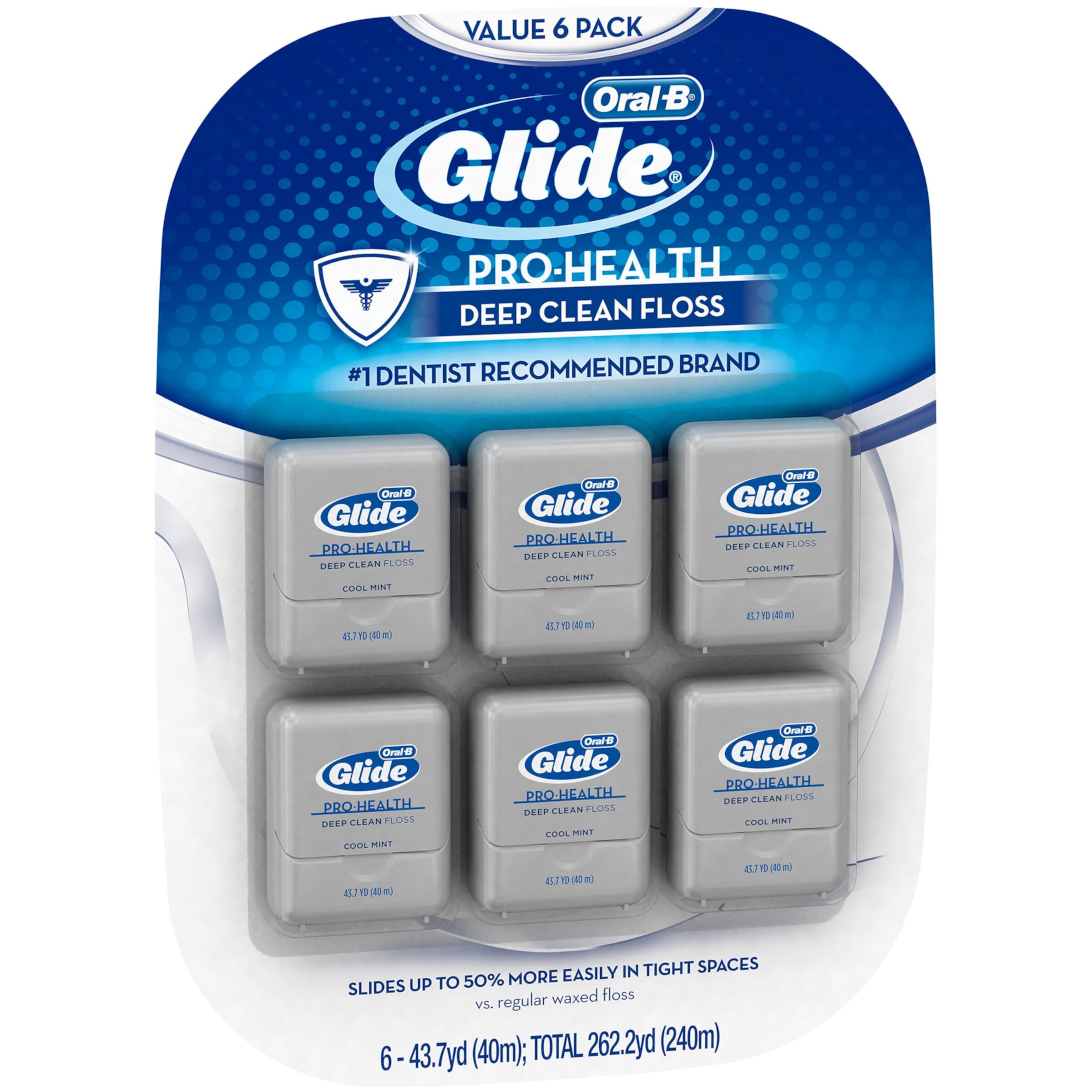 Oral-B Glide Cool Mint Deep Clean Floss, 6 Count, Glide Dental Floss GLIDE