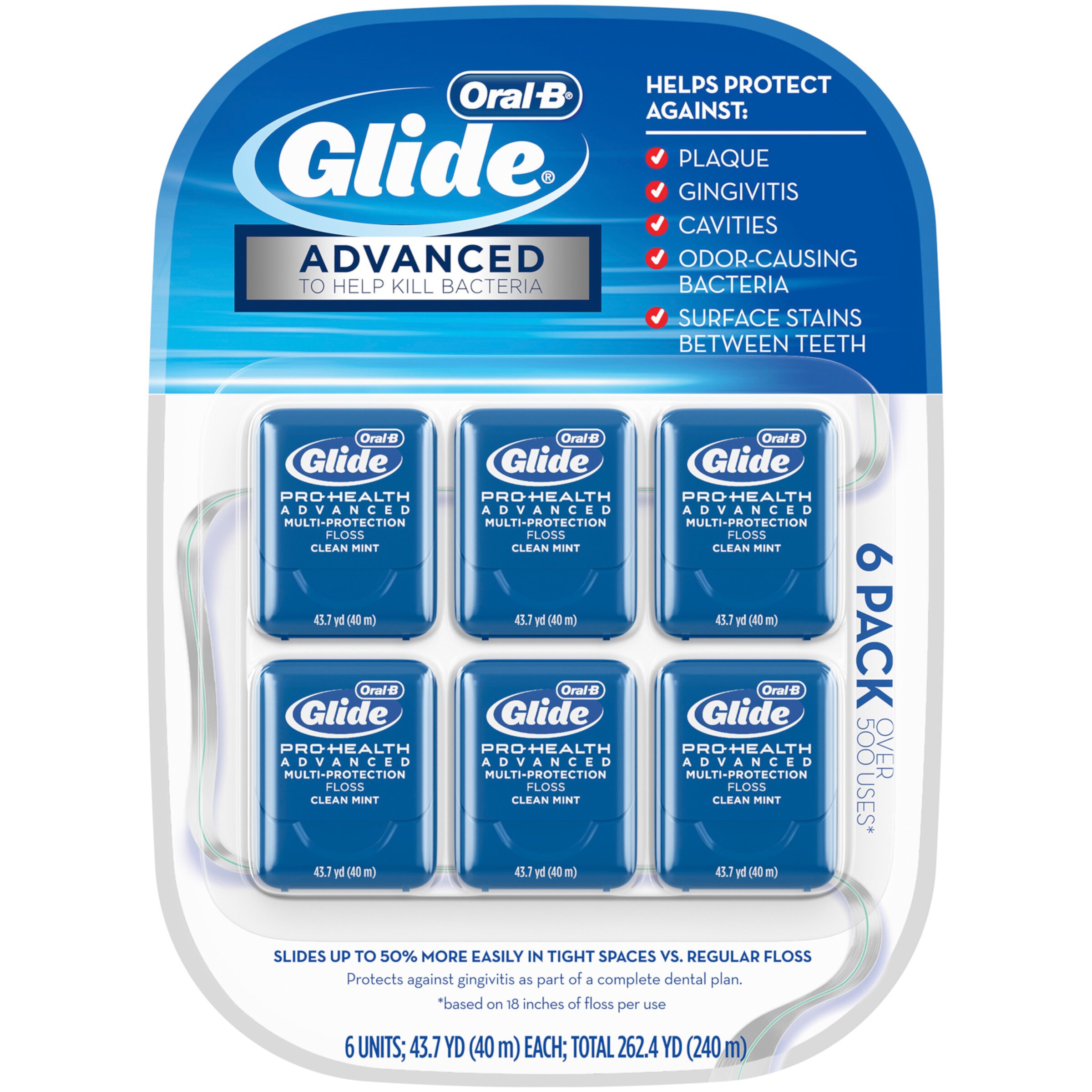 Oral-B® Glide® Pro-Health Advanced Multi-Protection Clean Mint Floss 6-43.7 yd. Packs GLIDE