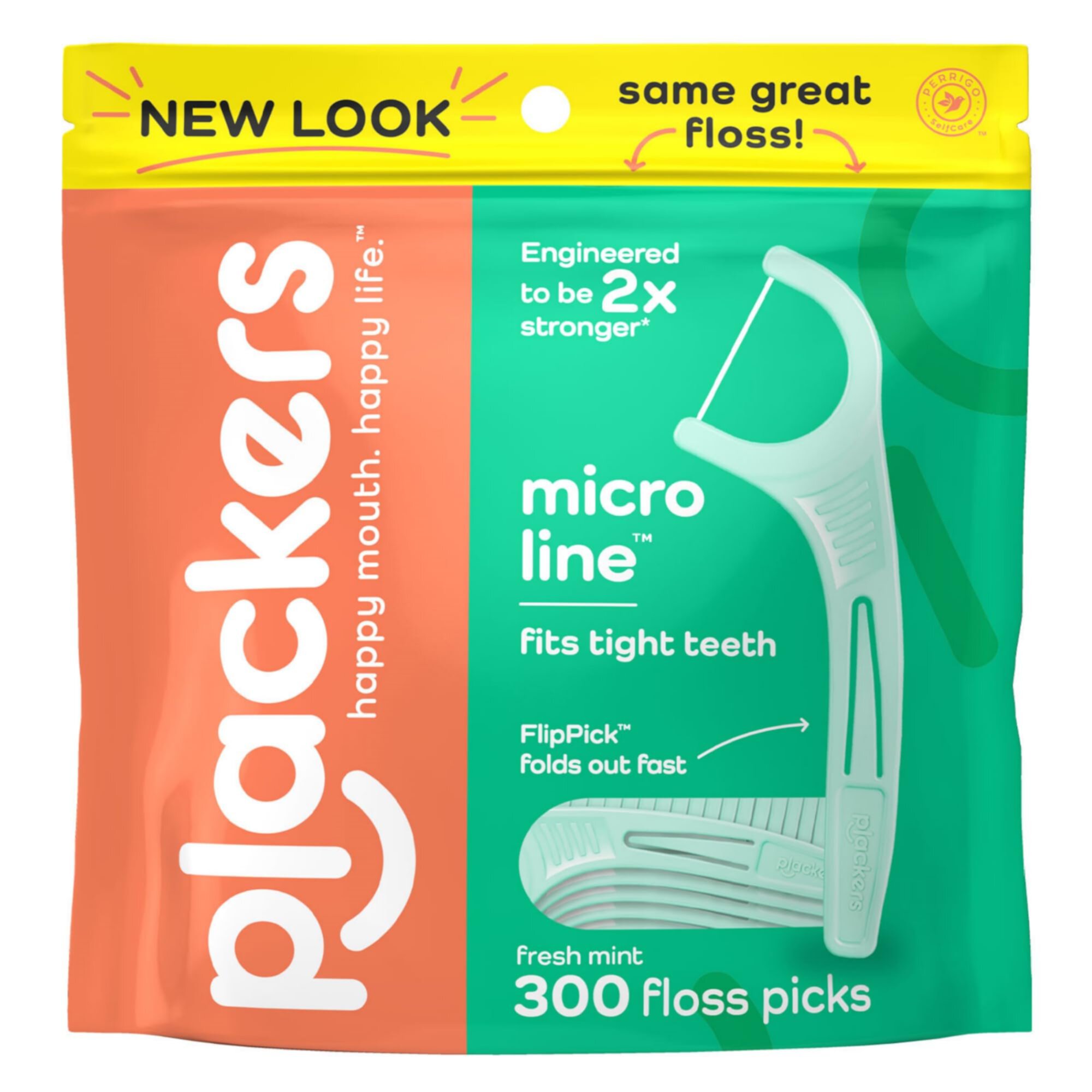 Plackers Micro Line Dental Floss Picks, Fold-Out FlipPick, Tuffloss, Easy Storage with Sure-Zip Seal, Fresh Mint Flavor, 300 Count C17 Visit the Plackers Store