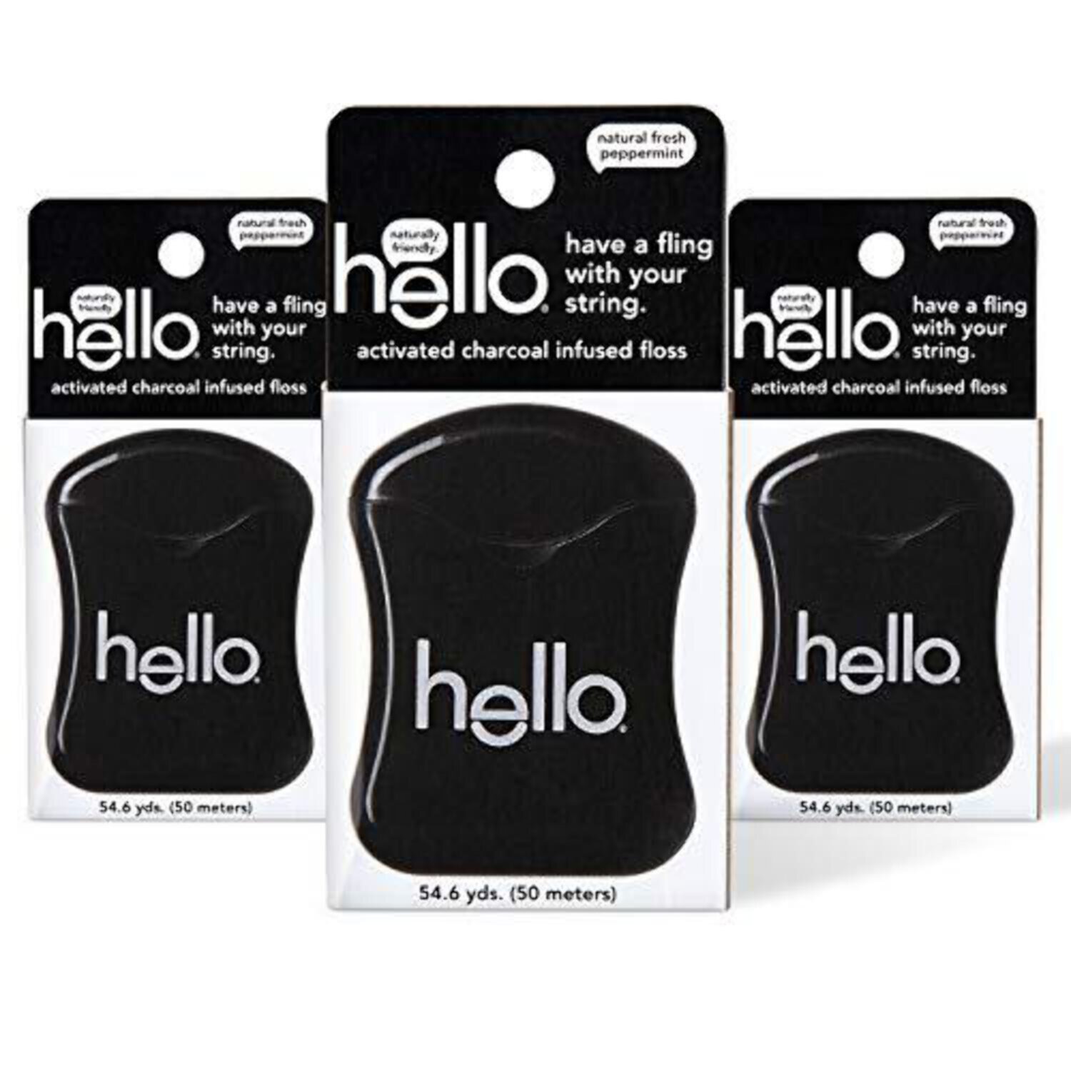 Hello Activated Charcoal Infused Floss Vegan Wax, Fresh Mint, Natural Peppermint Flavor, 3 Count Unknown